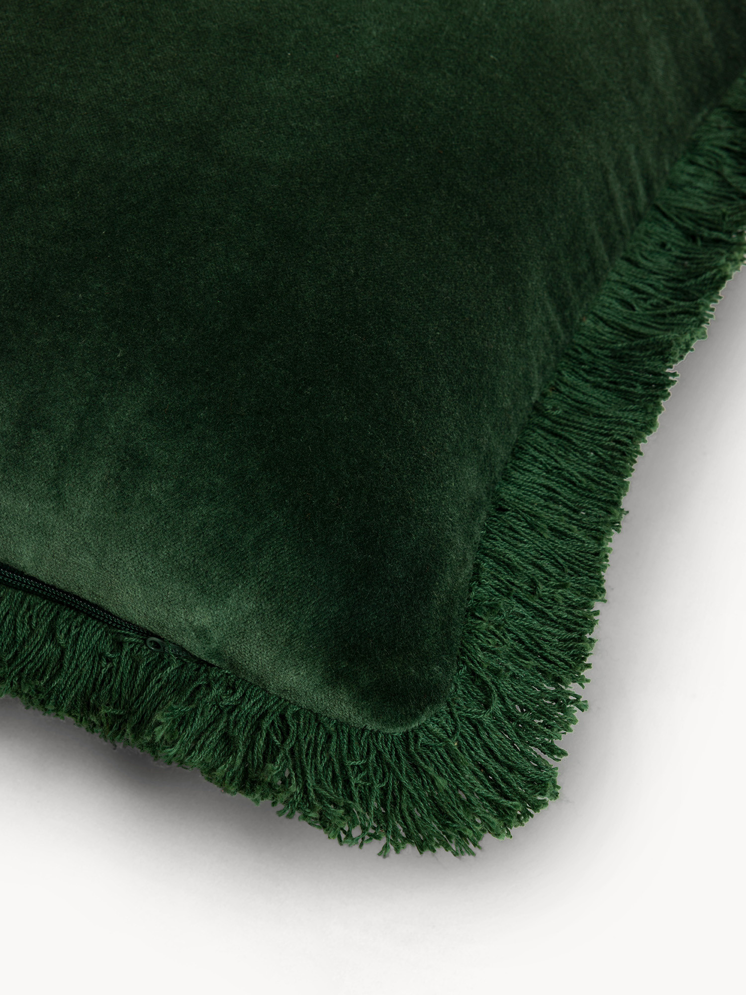45x45 cm velvet pillow with fringes, Green, large image number 1