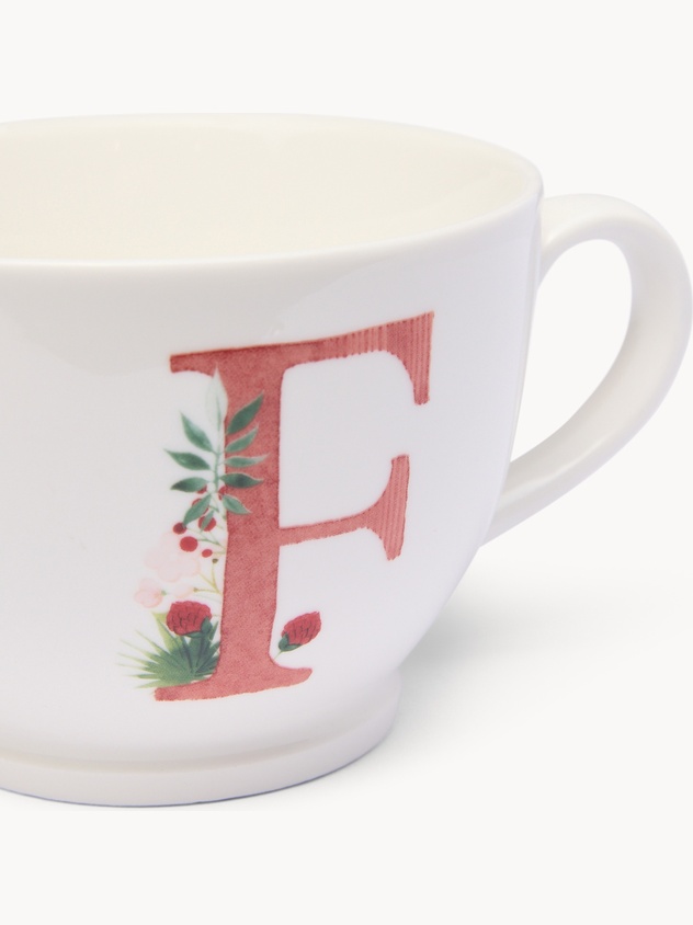 Tazza da colazione in new bone china lettera F