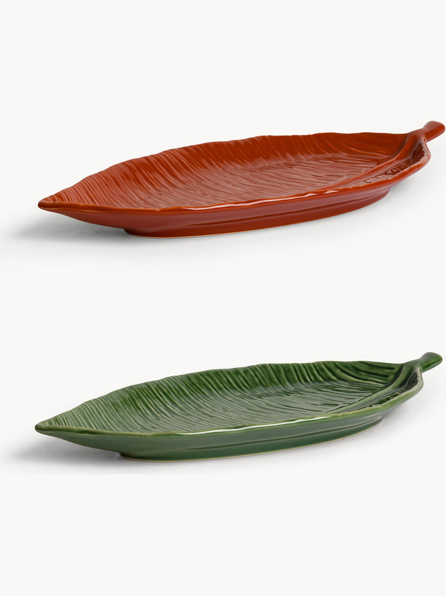 Piattino in stoneware a forma di foglia