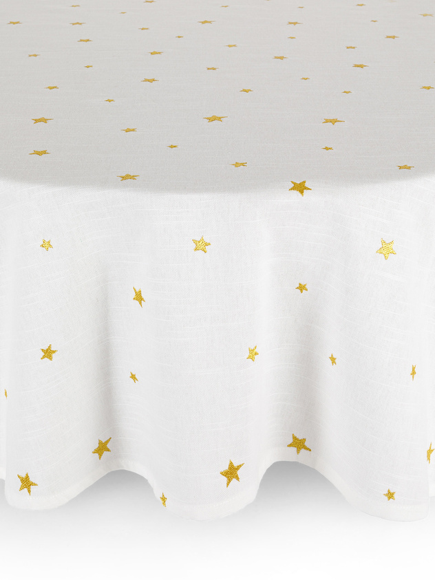 Tovaglia rotonda cotone ricamo stelle