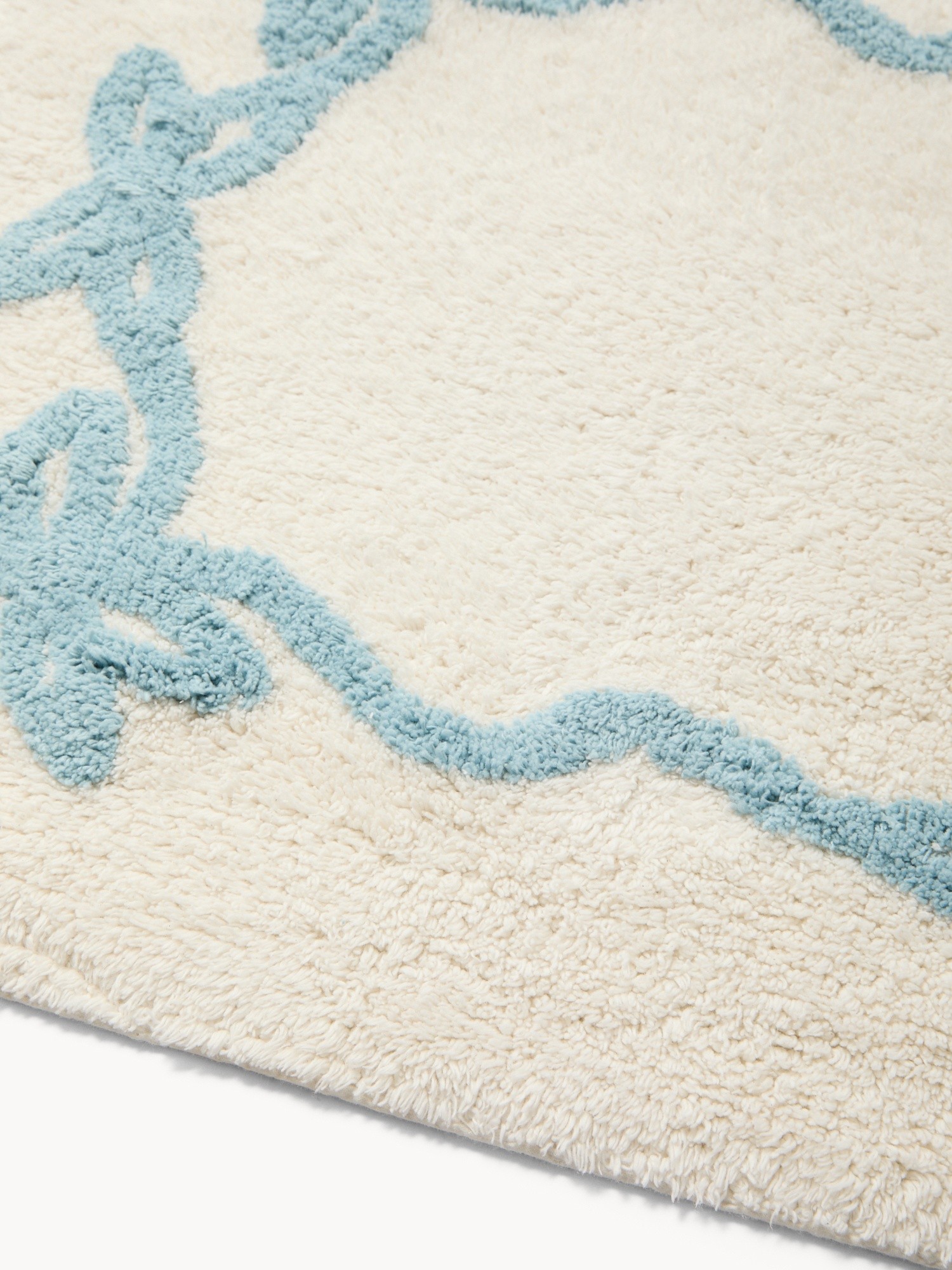 Tappeto bagno in cotone taftato con disegno fiocchi - Prezzo di lancio, Azzurro, large image number 1