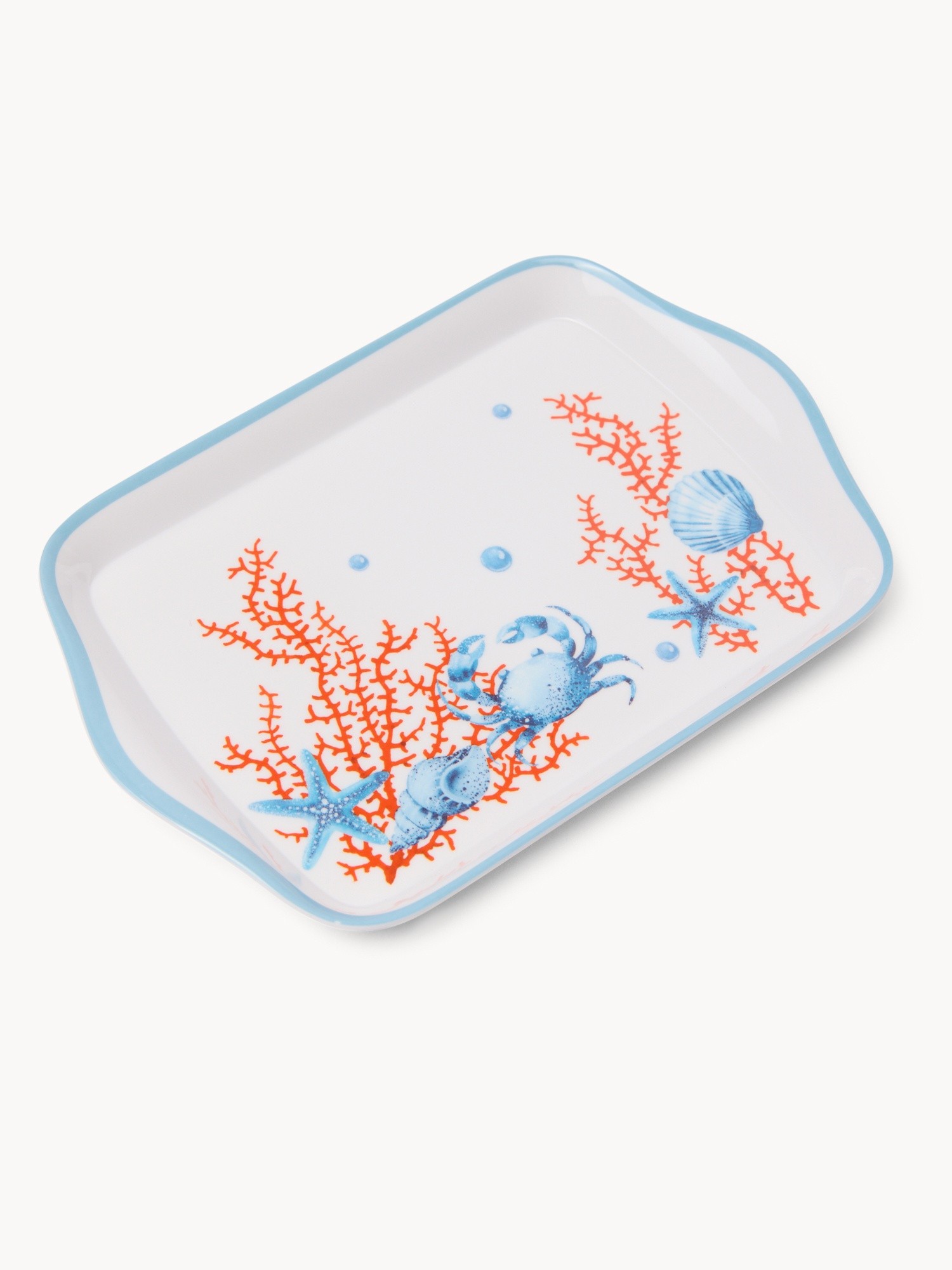 Melamine Tray with Marine Decor - Introductory Price, Bianco/Azzurro, large image number 1