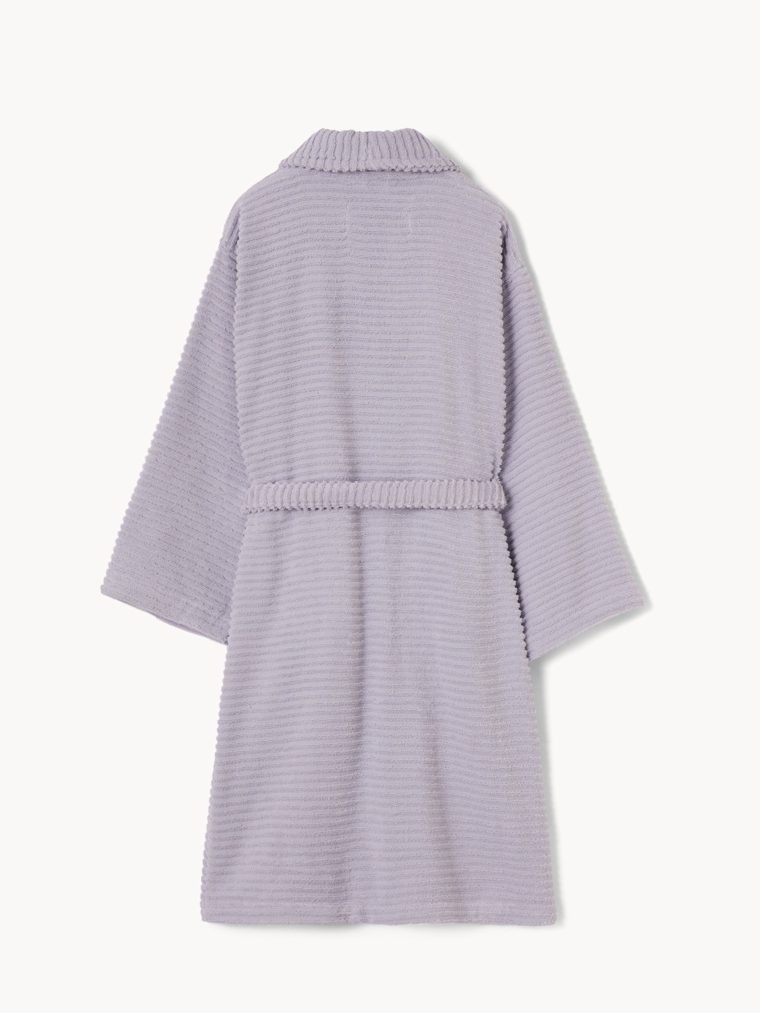 Soft, zero-twist, pure cotton striped terry bathrobe - Discounted price, Purple Lilac, large image number 1