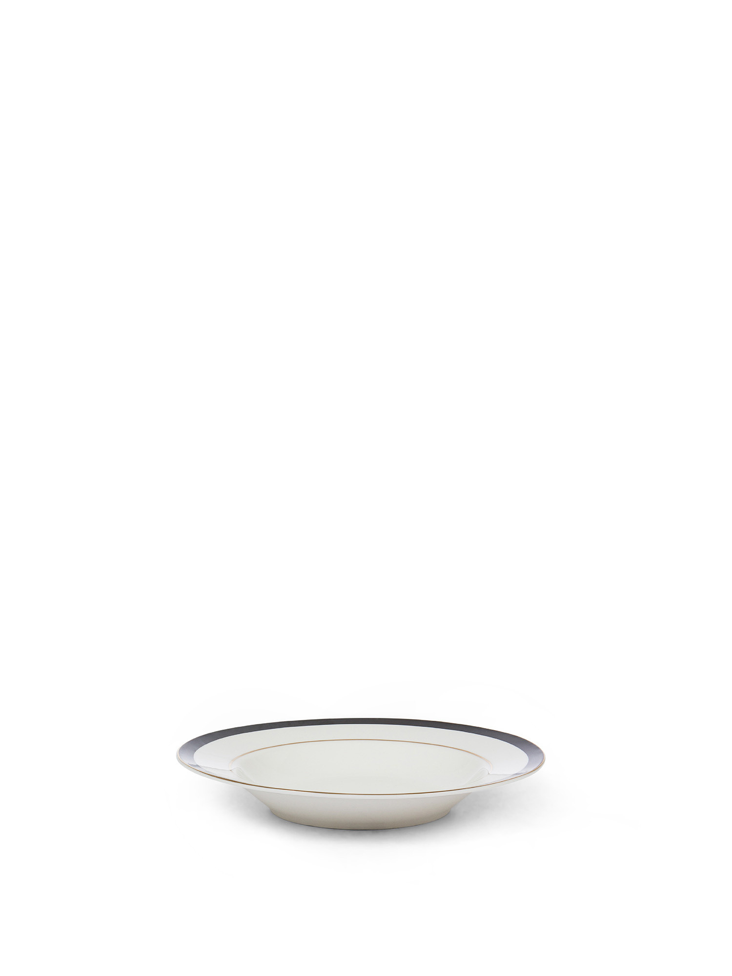 Soup plate in new bone china with black edge, White, large image number 0
