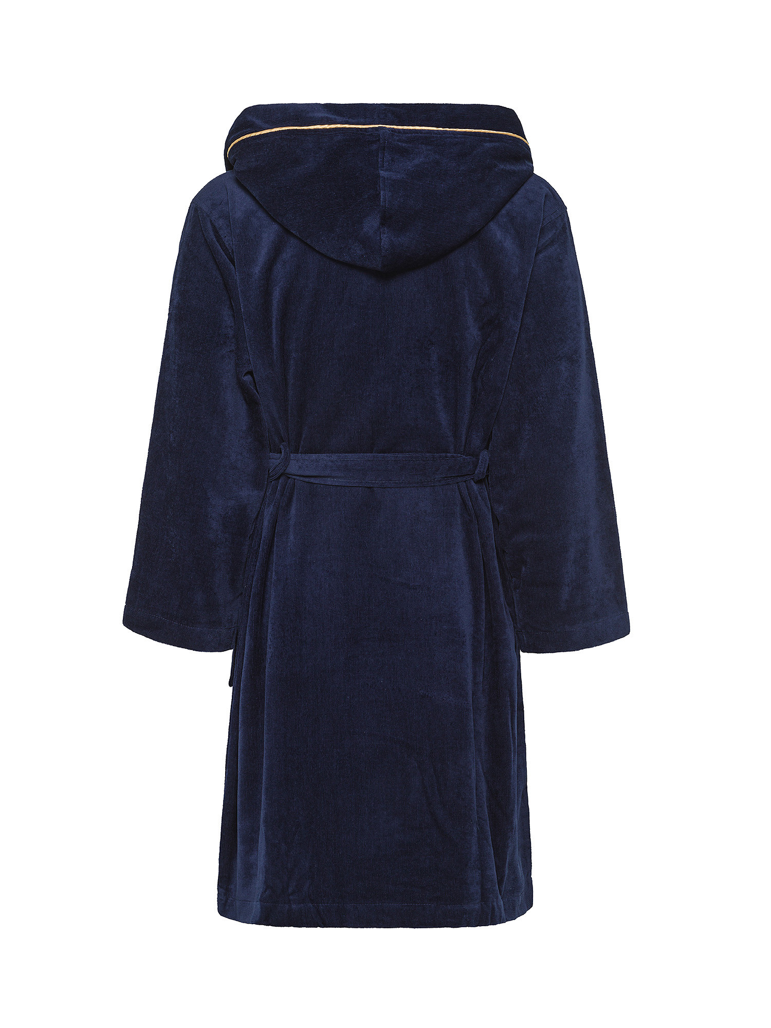 Solid color velor cotton bathrobe, Blue, large image number 1