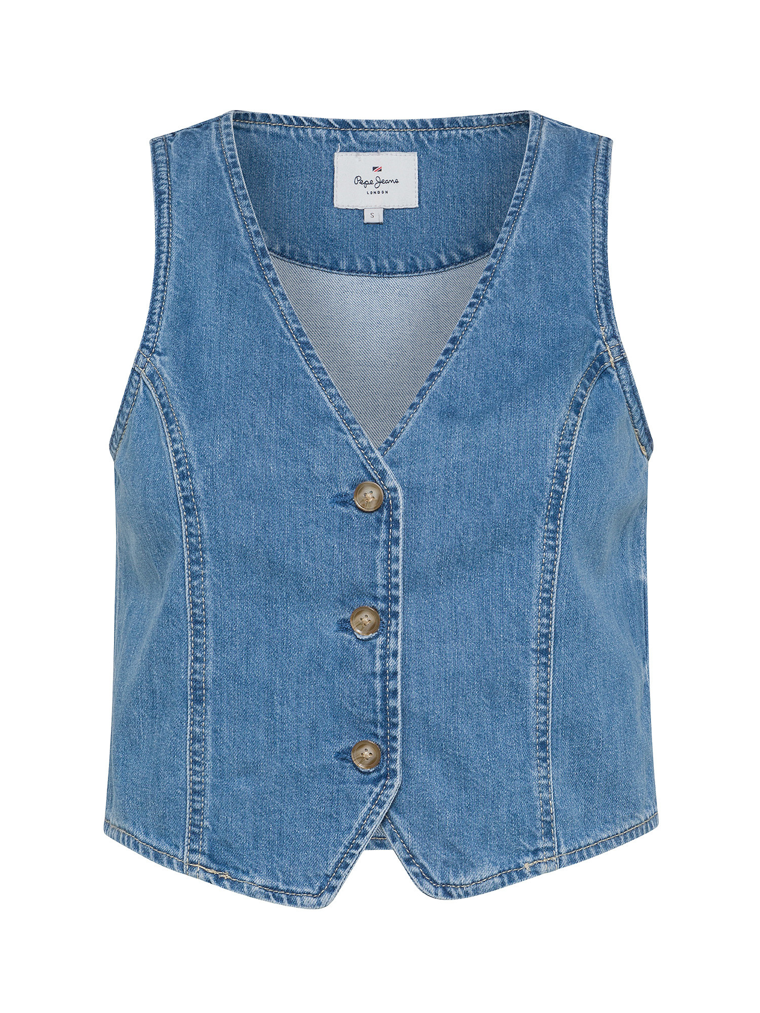 Pepe Jeans -  Gilet di jeans cropped, Denim, large image number 0
