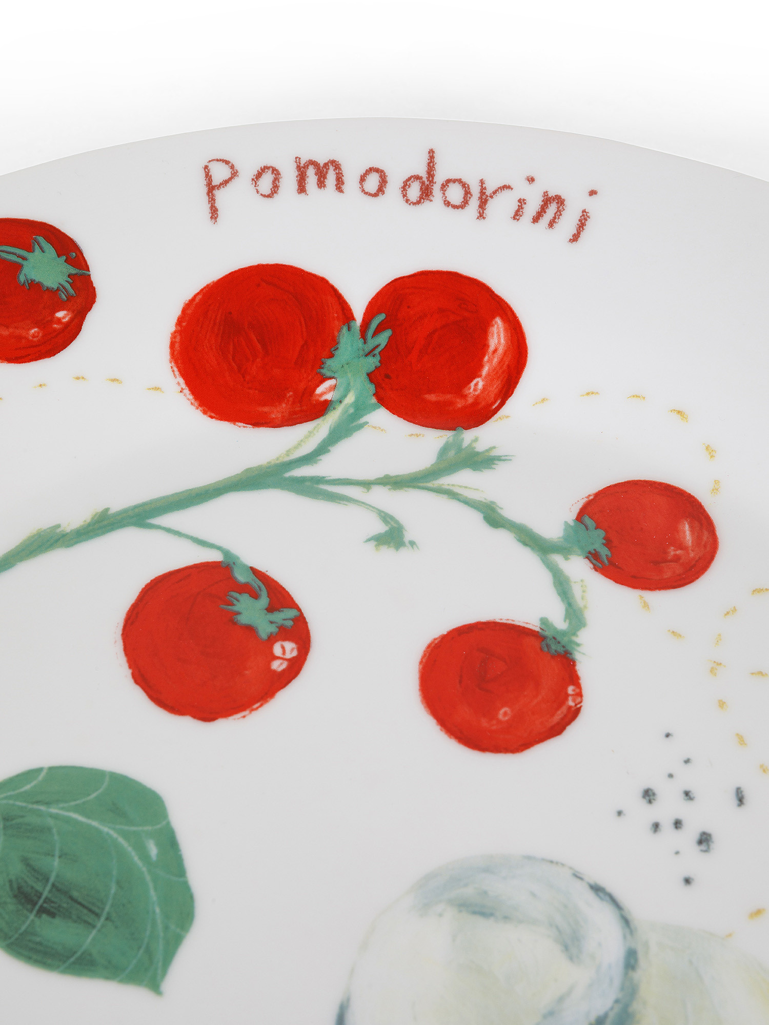 Porcelain serving plate with pizza motif, White, large image number 1