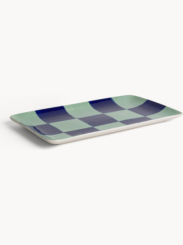 Vassoio in ceramica motivo check