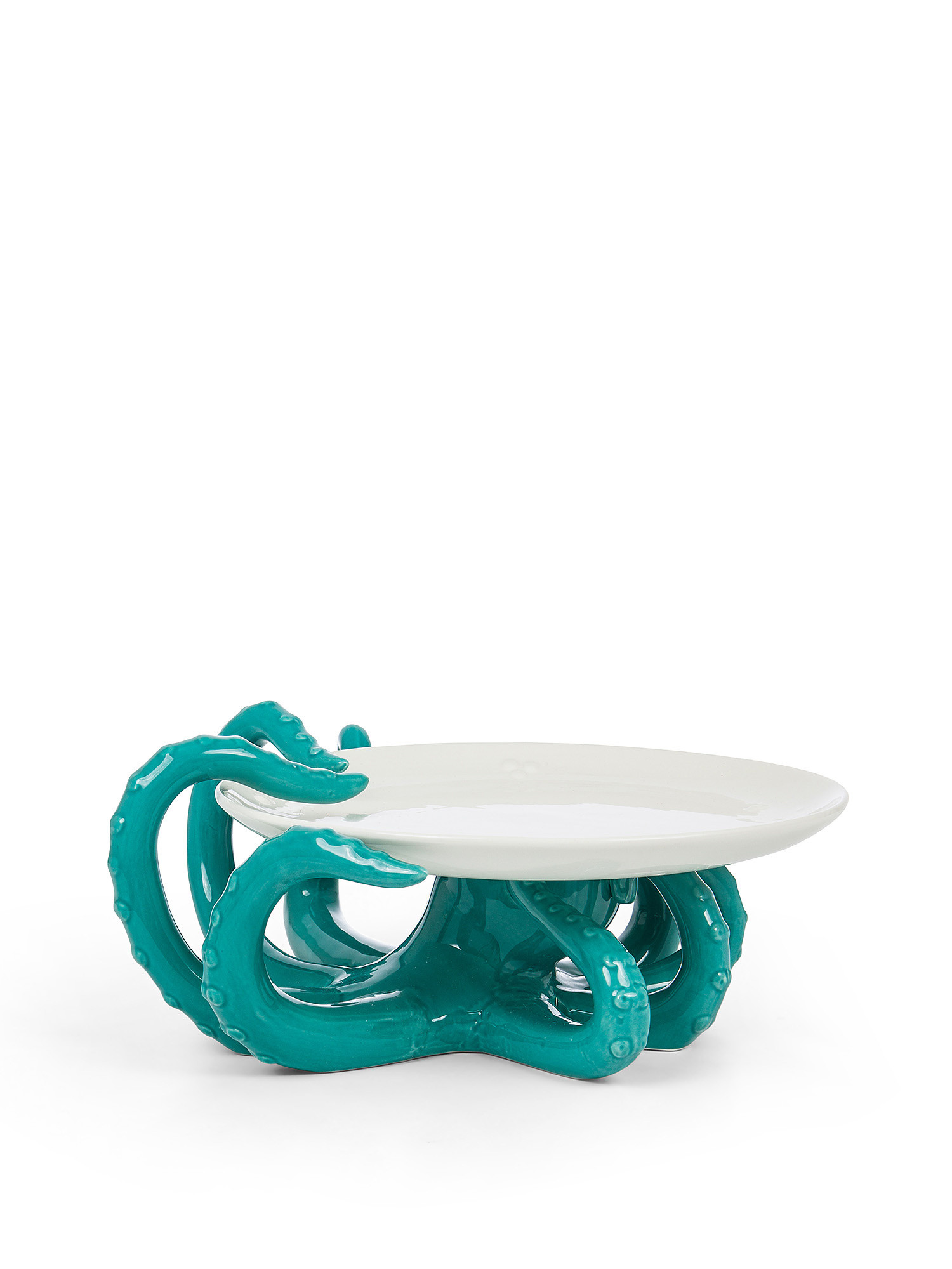 Alzata ceramica dettaglio tentacoli, Bianco, large image number 0