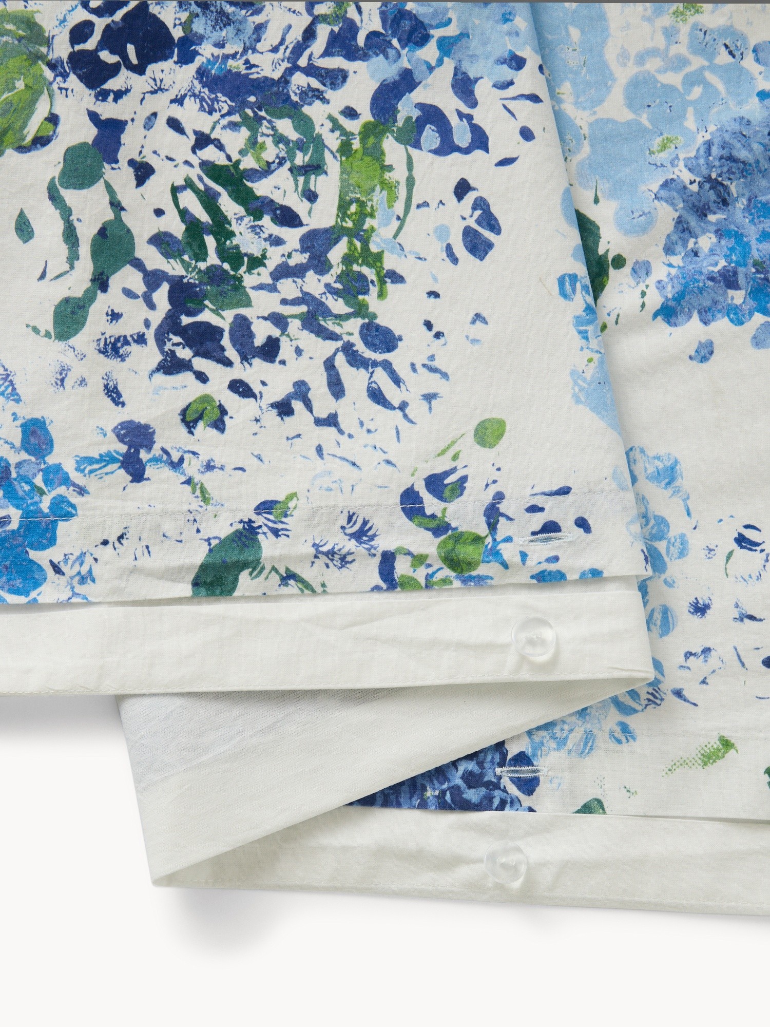 Hydrangea-patterned washed cotton duvet cover, Multicolor, large image number 1