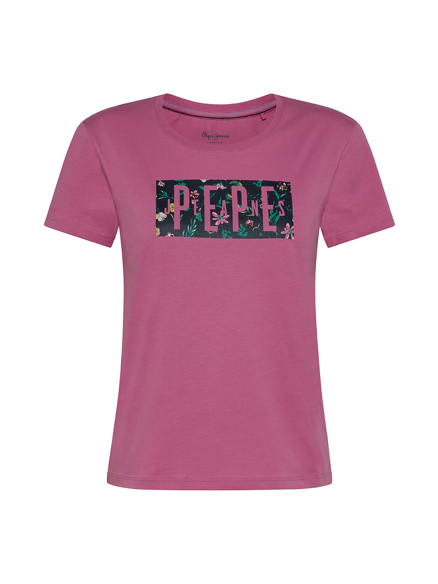 T-shirt with printed logo, Pink Flamingo, large image number 0