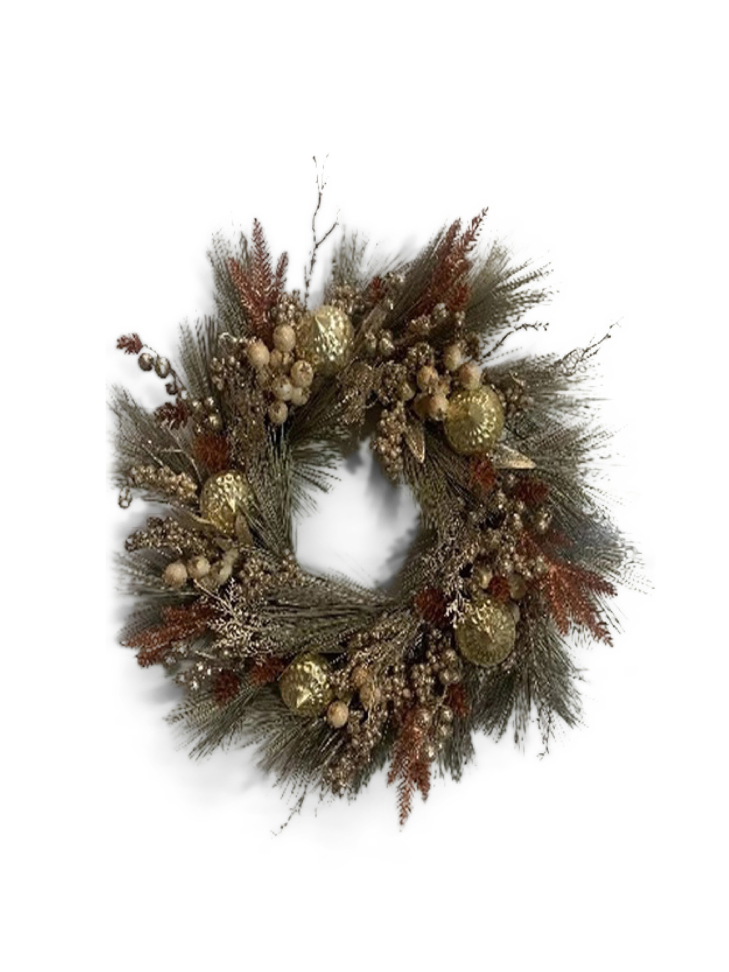 Wreath with branches and berries, Gold, large image number 0