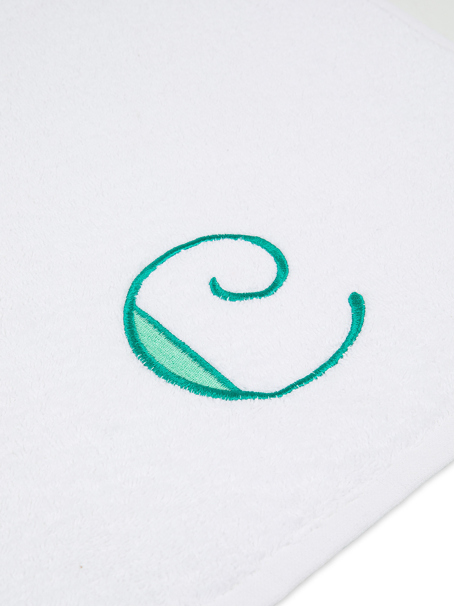 Set asciugamano in spugna ospite e viso con monogramma lettera, Verde, large image number 2