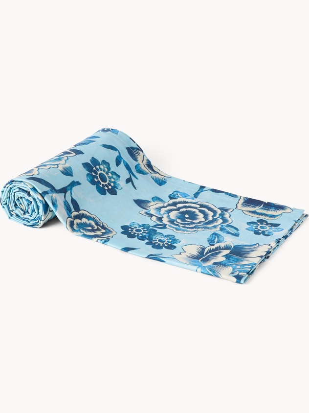 Cotton panama throw with floral print