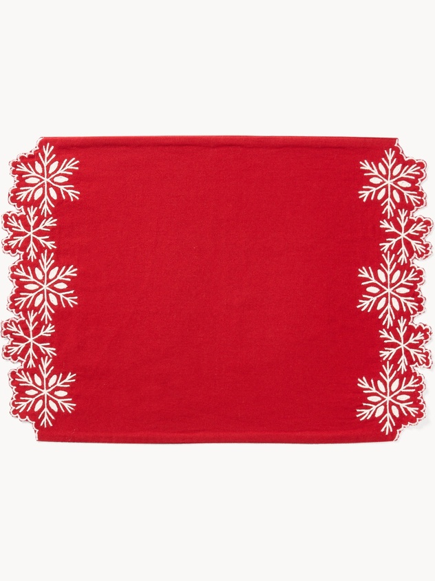 Pure cotton slub placemat with a snowflake applique