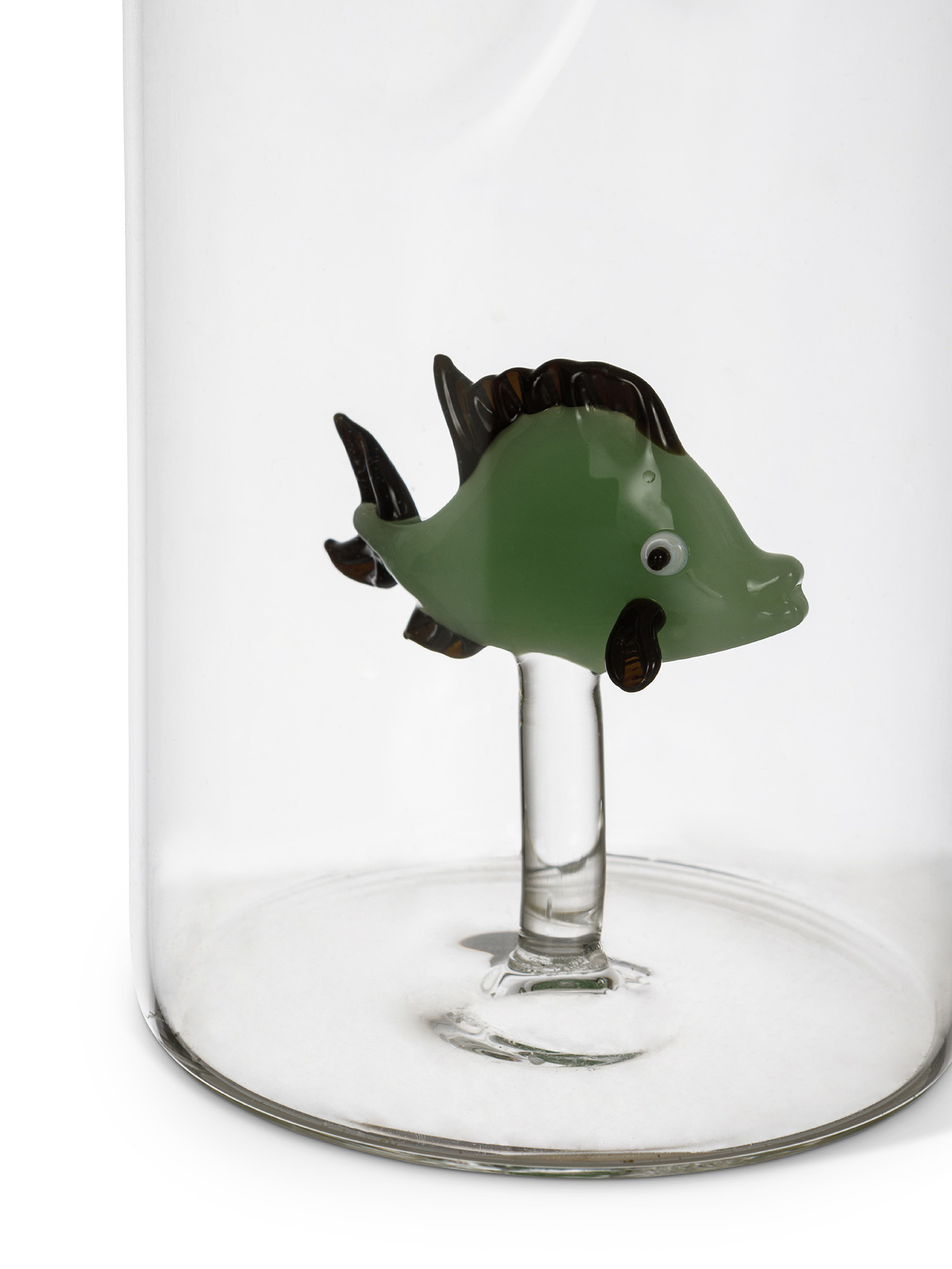 Glass carafe with green fish detail, Transparent, large image number 1
