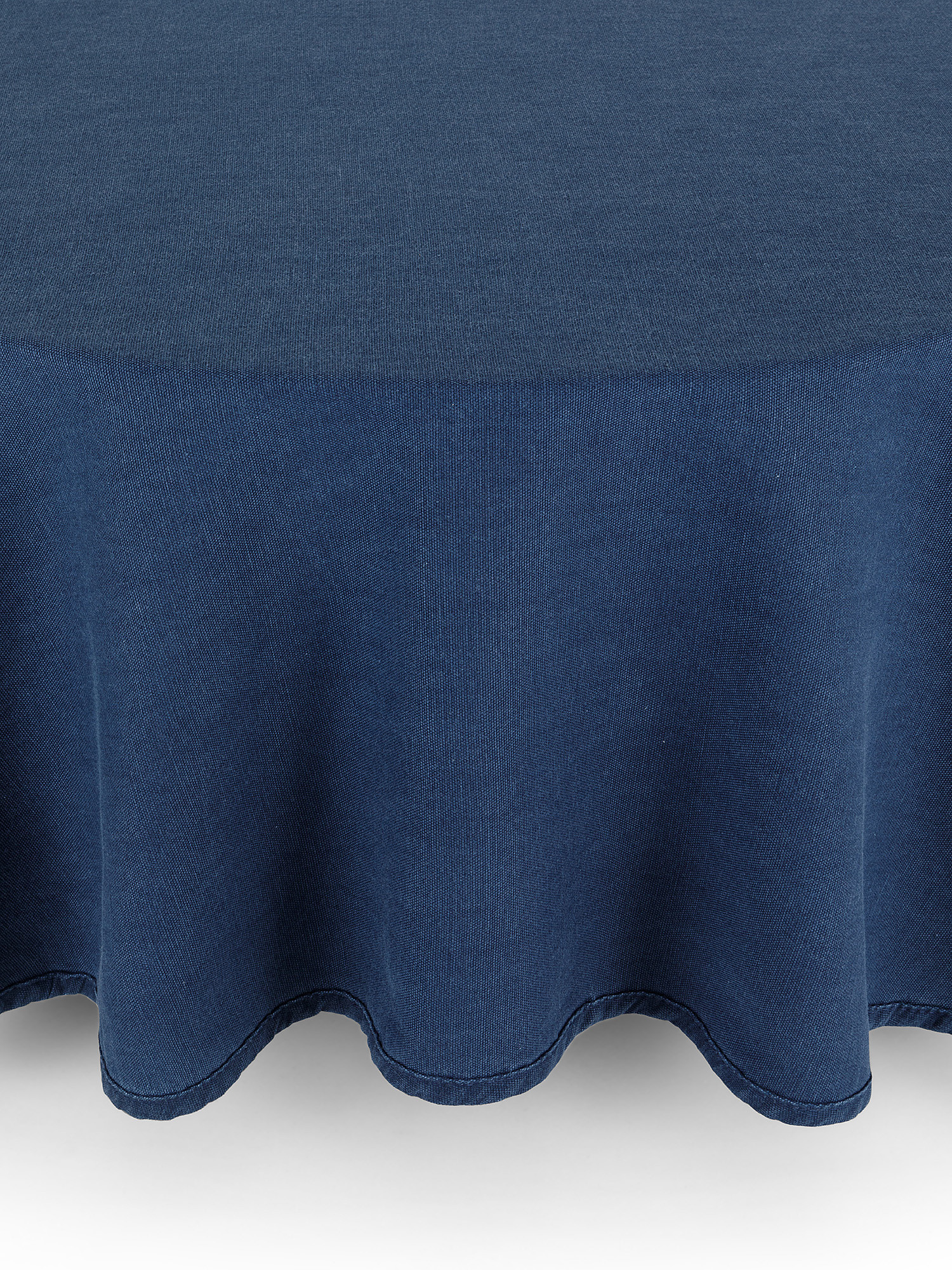 Solid color oval tablecloth in washed cotton, Blue, large image number 0