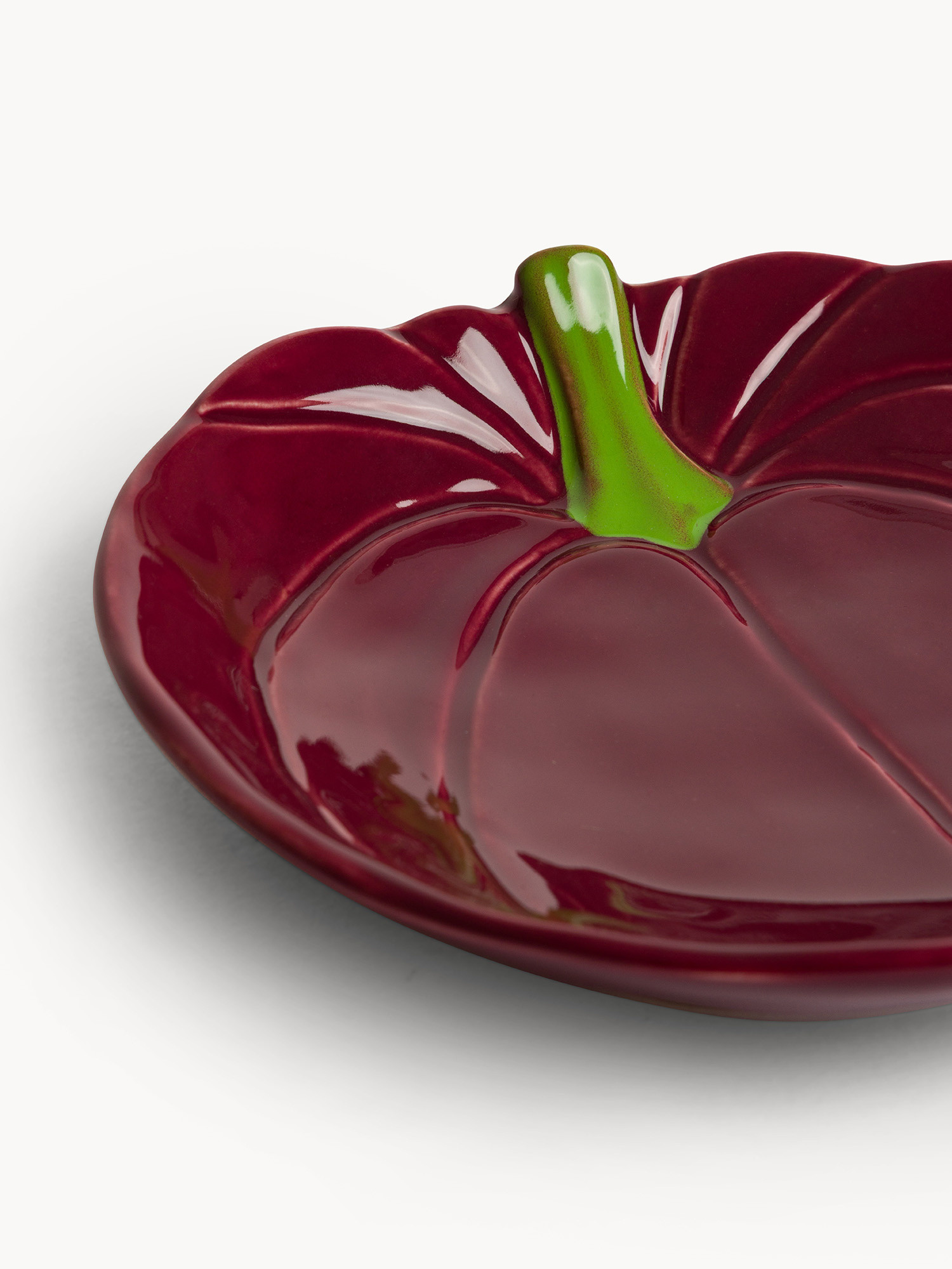 Piattino in stoneware a forma di zucca, Rosso bordeaux, large image number 1