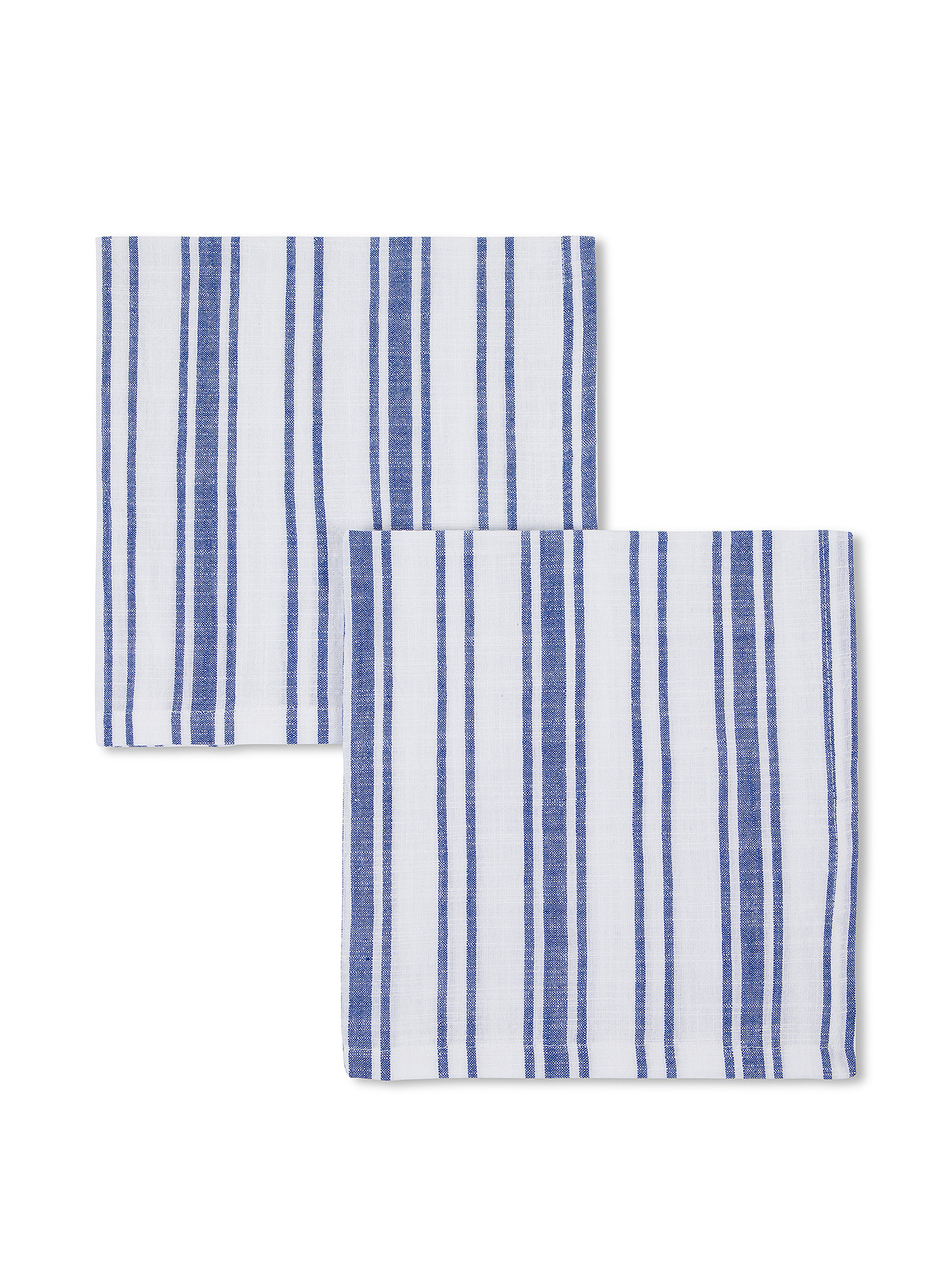 Set of 2 striped 100% cotton napkins, Blue, large image number 0