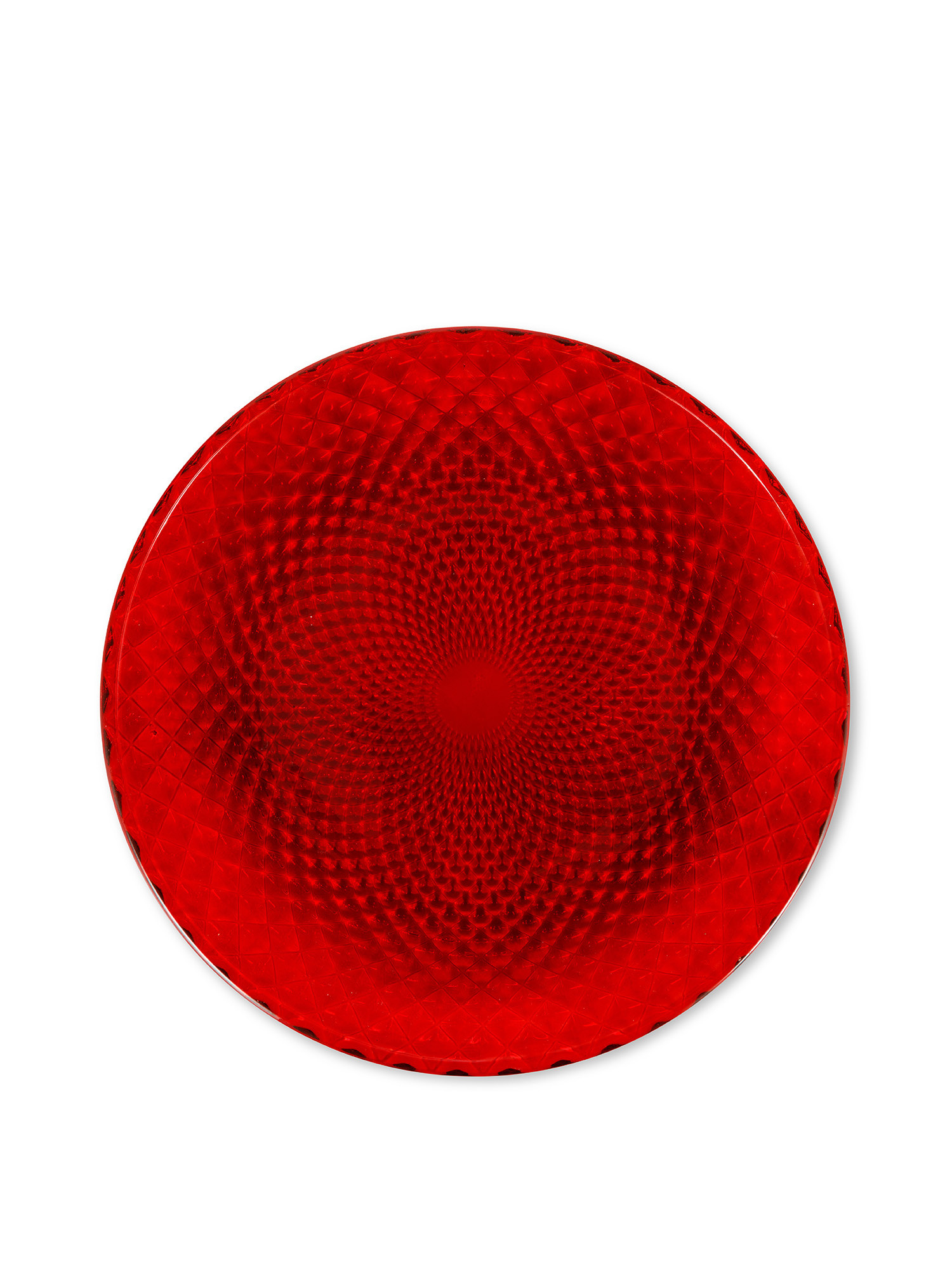 Red glass serving plate, Red, large image number 0