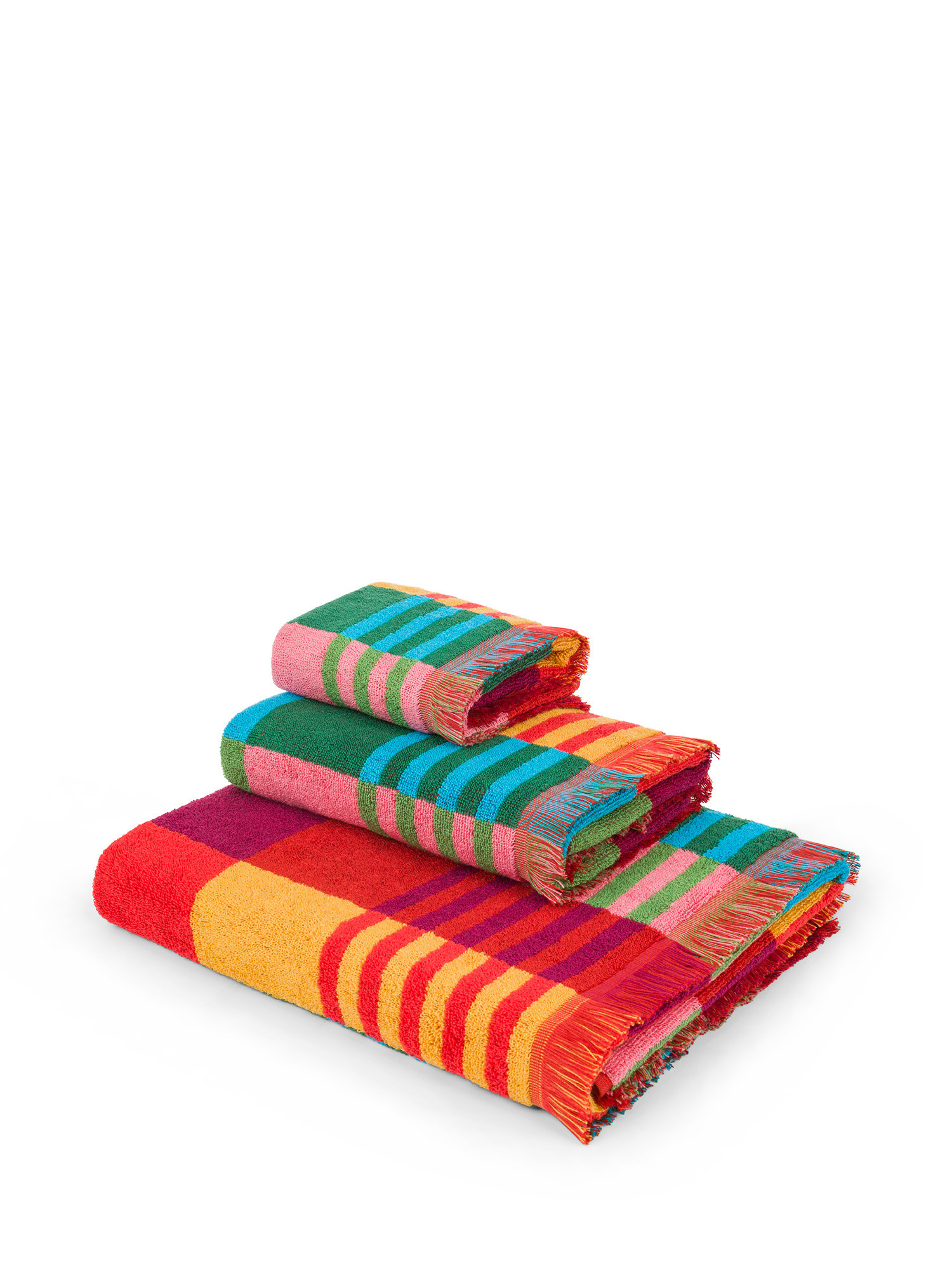 Asciugamano spugna di cotone motivo quadri, Multicolor, large image number 0