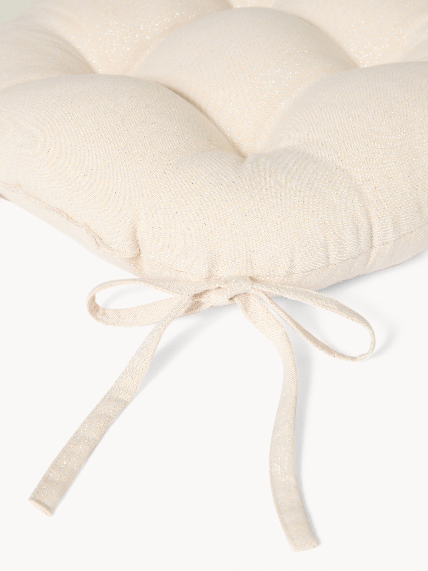 Cotton and lurex chair cushion with ties, White, large image number 1