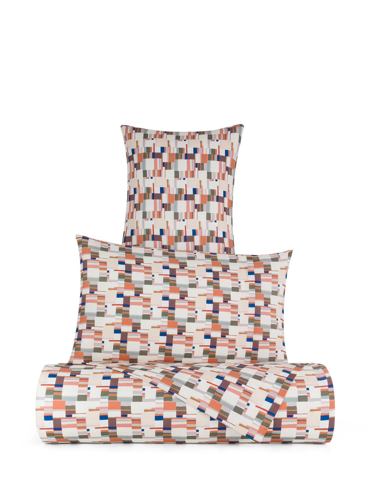Geometric patterned cotton duvet cover set, Multicolor, large image number 0