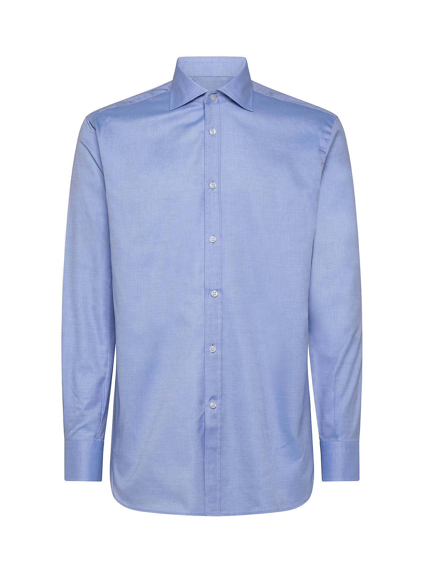 Camicia regular fit cotone armaturato, Azzurro, large