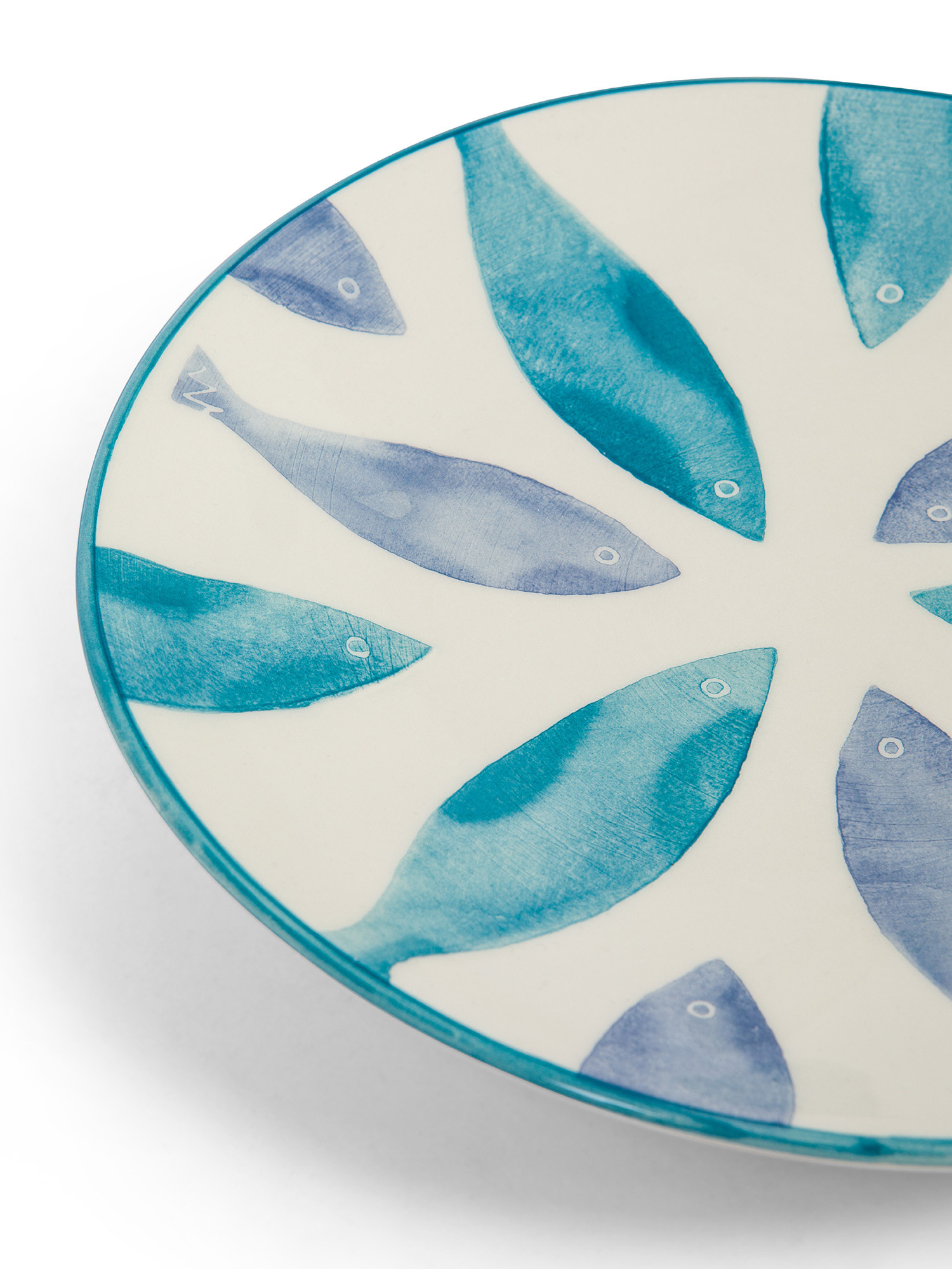 Fruit plate with fish decoration, White / Blue, large image number 1