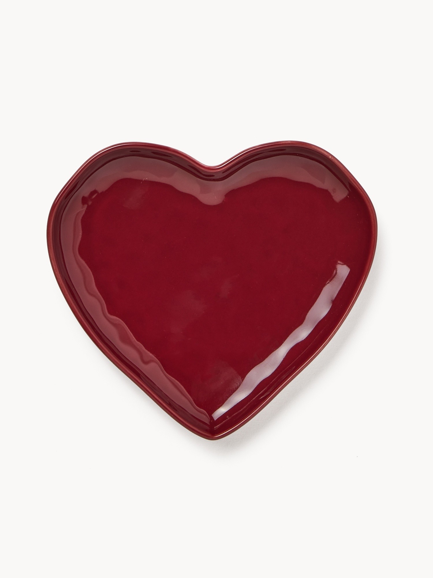 Heart-shaped ceramic small plate, Red Bordeaux, large image number 0