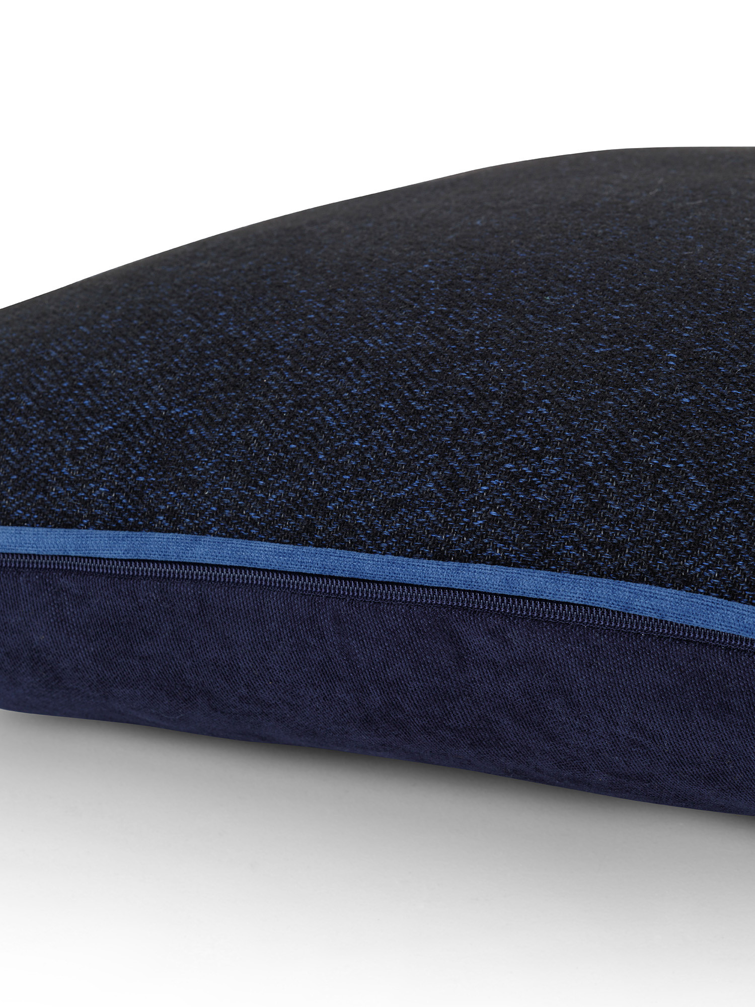 Cuscino in tessuto effetto Tweed a Spina di Pesce 45x45 cm, Blu scuro, large image number 2