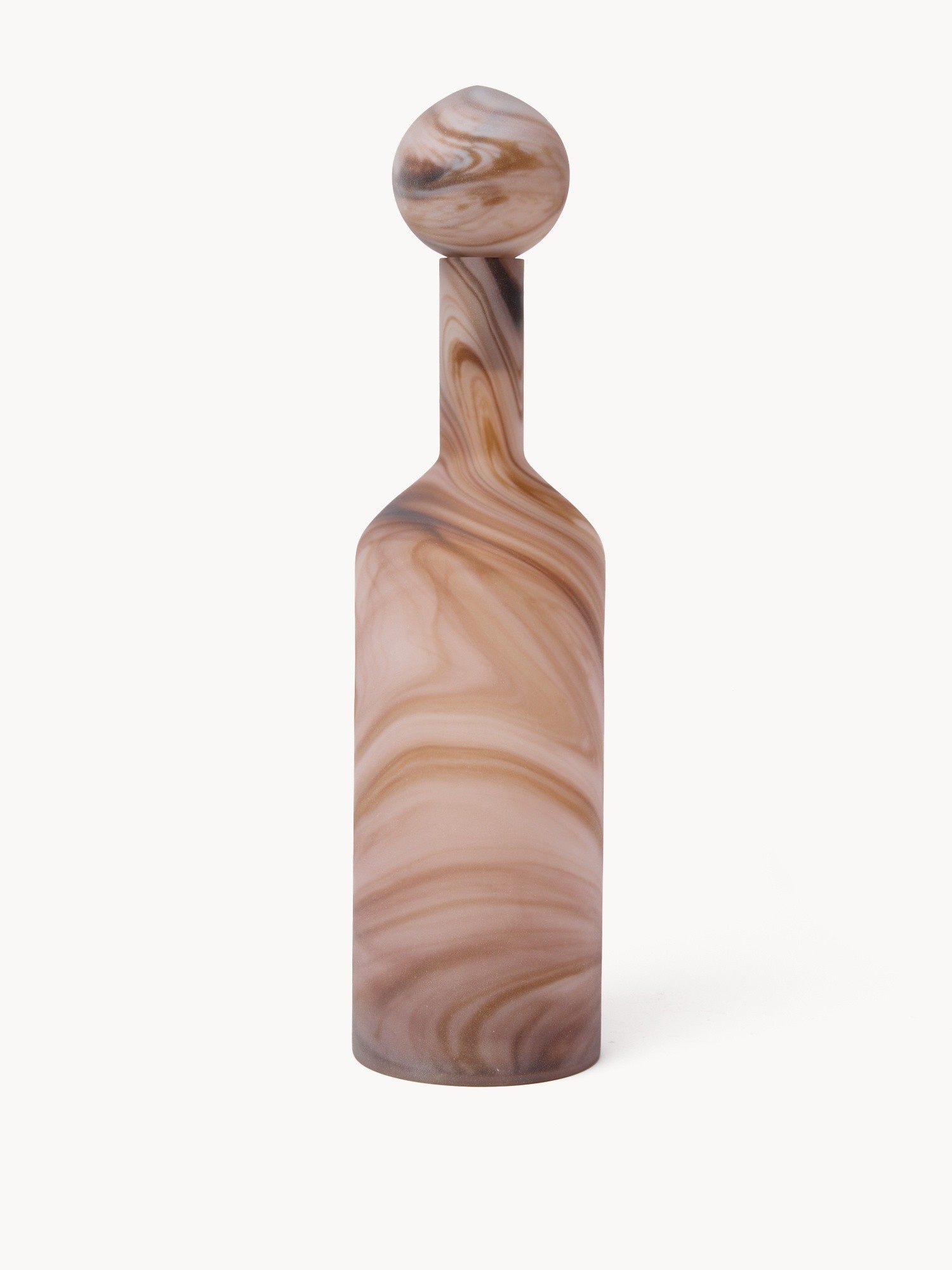 Decorative colored glass bottle, Brown, large image number 0