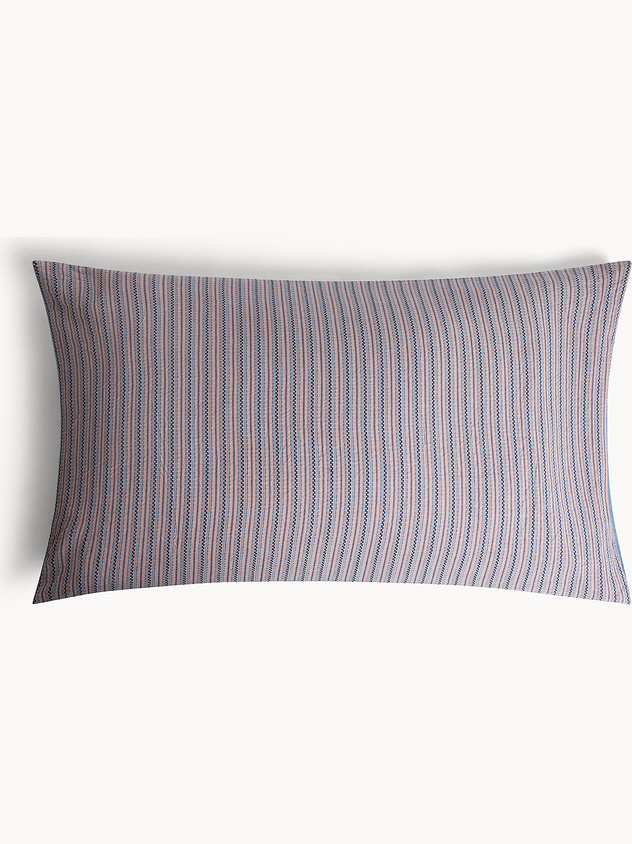 Washed cotton pillowcase with jacquard weave