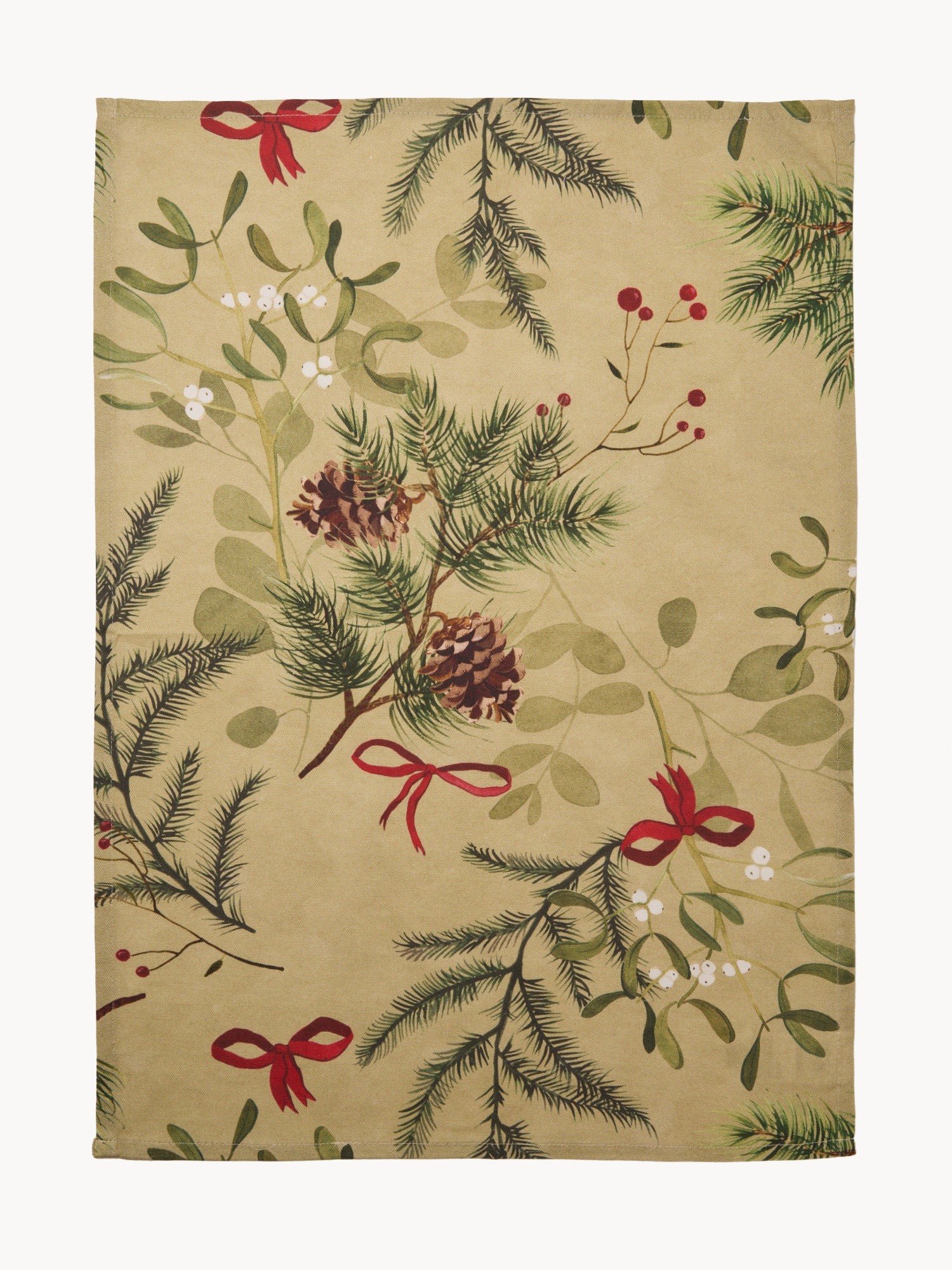 Set 2 strofinacci in cotone stampa pigne, Beige/Marrone, large image number 2