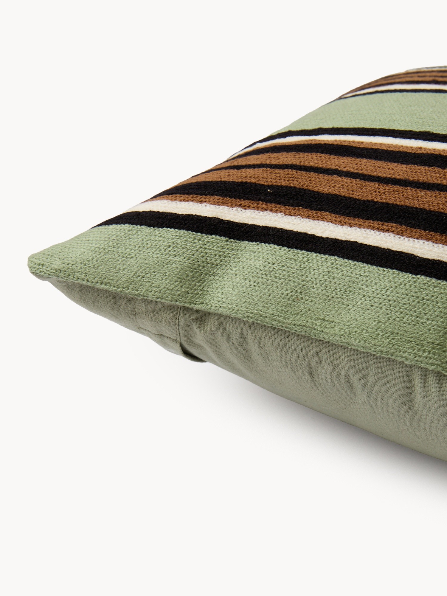 Cuscino a righe con piping 45x45cm, Verde, large image number 2