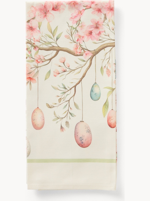 Cotton drill tea towel with Easter print by Tessitura Randi