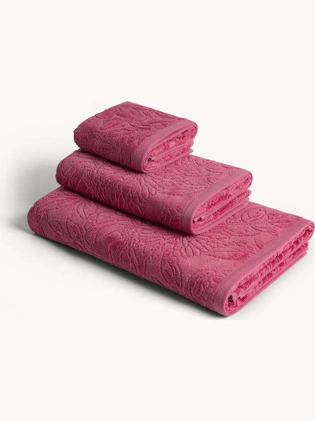 Asciugamano in velour di cotone lavorazione floreale