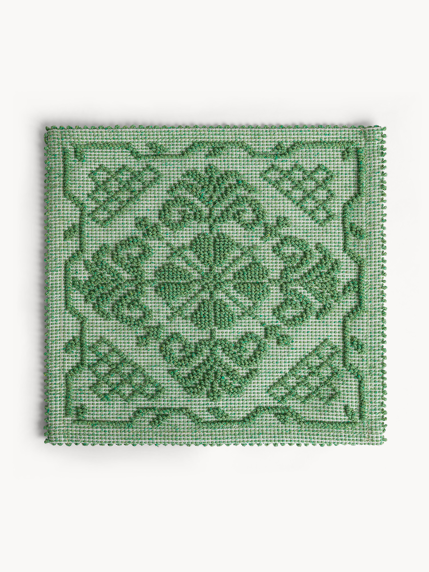 Sardinian placemat in solid color pure cotton, Green, large image number 0
