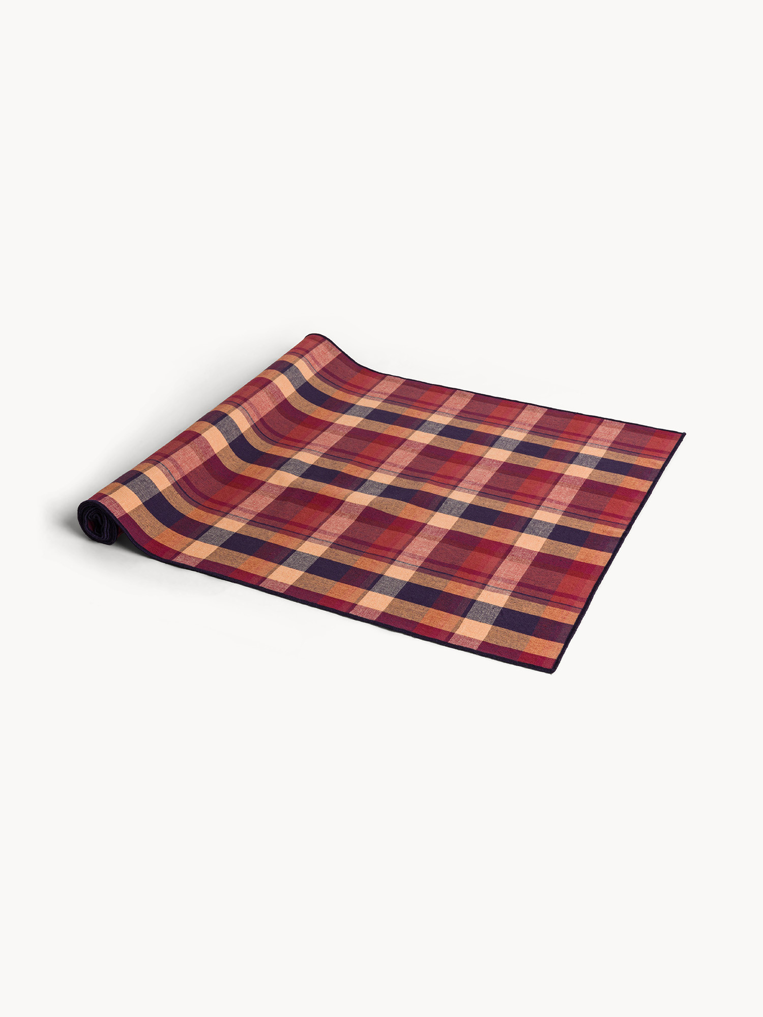 Checkered table runner in dyed cotton, Multicolor, large image number 0