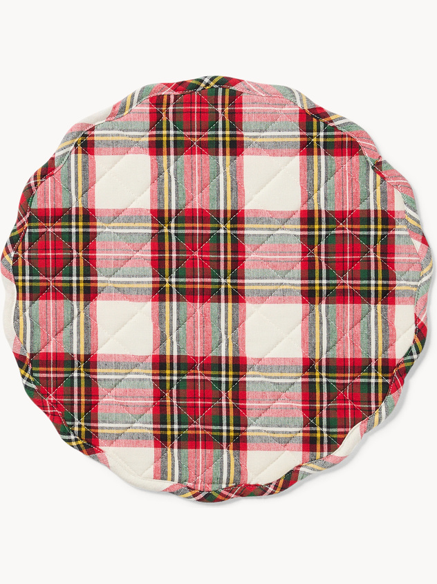 Tovaglietta tartan trapuntata in puro cotone tinto filo