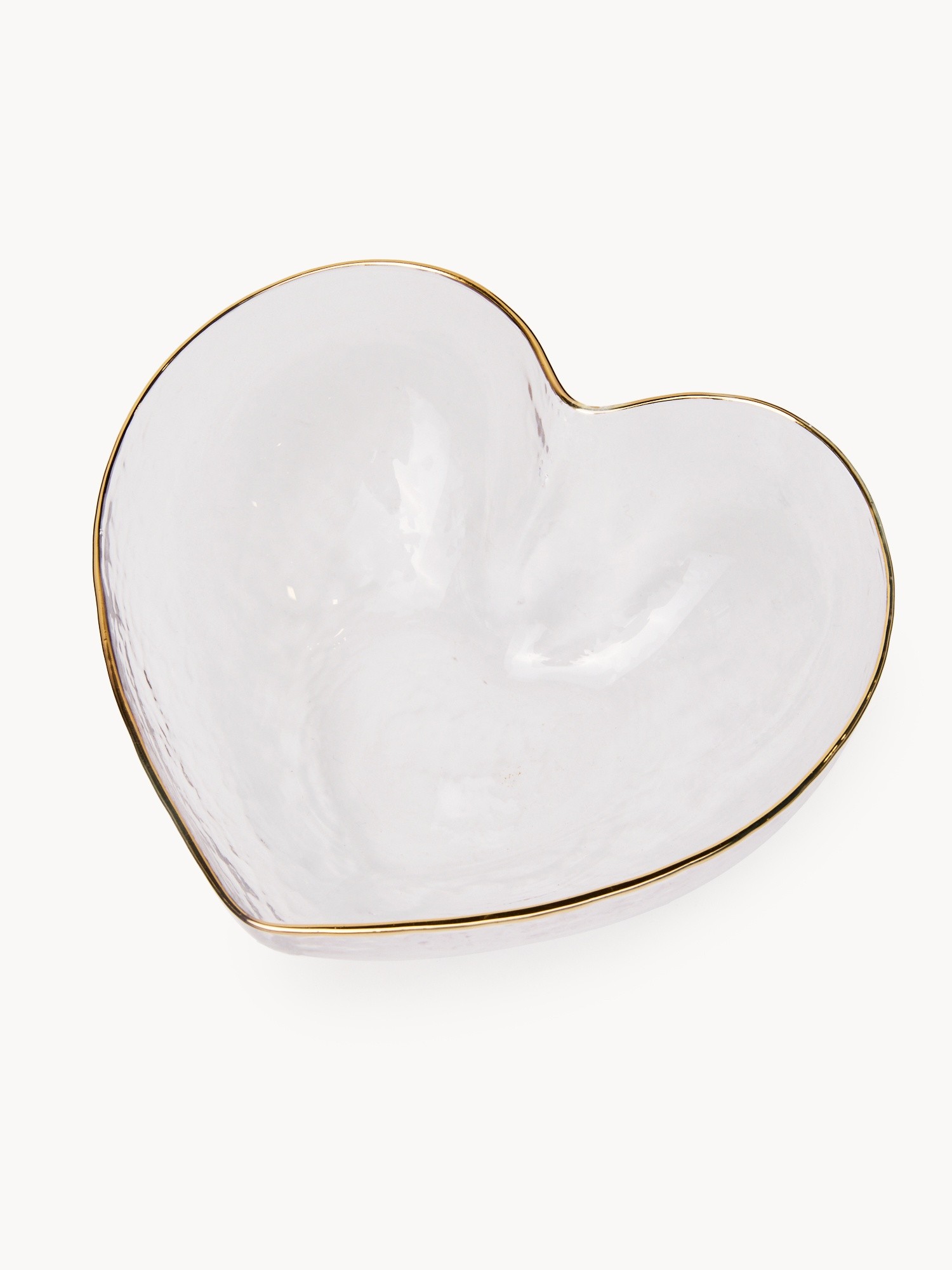 Heart-shaped bowl with gold rim, Transparent, large image number 1
