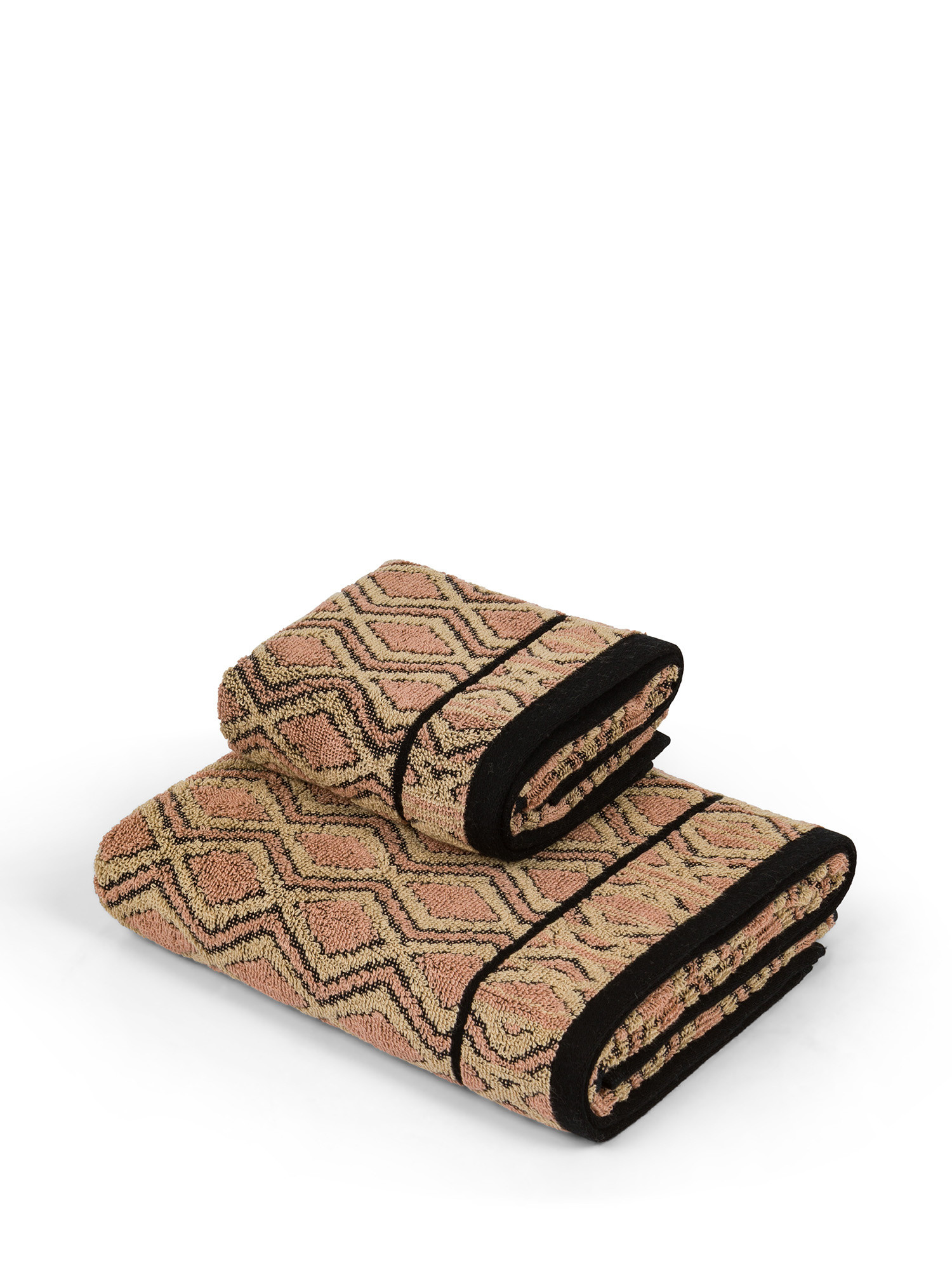 Cotton terry towel with rhombus motif, Yellow, large image number 0
