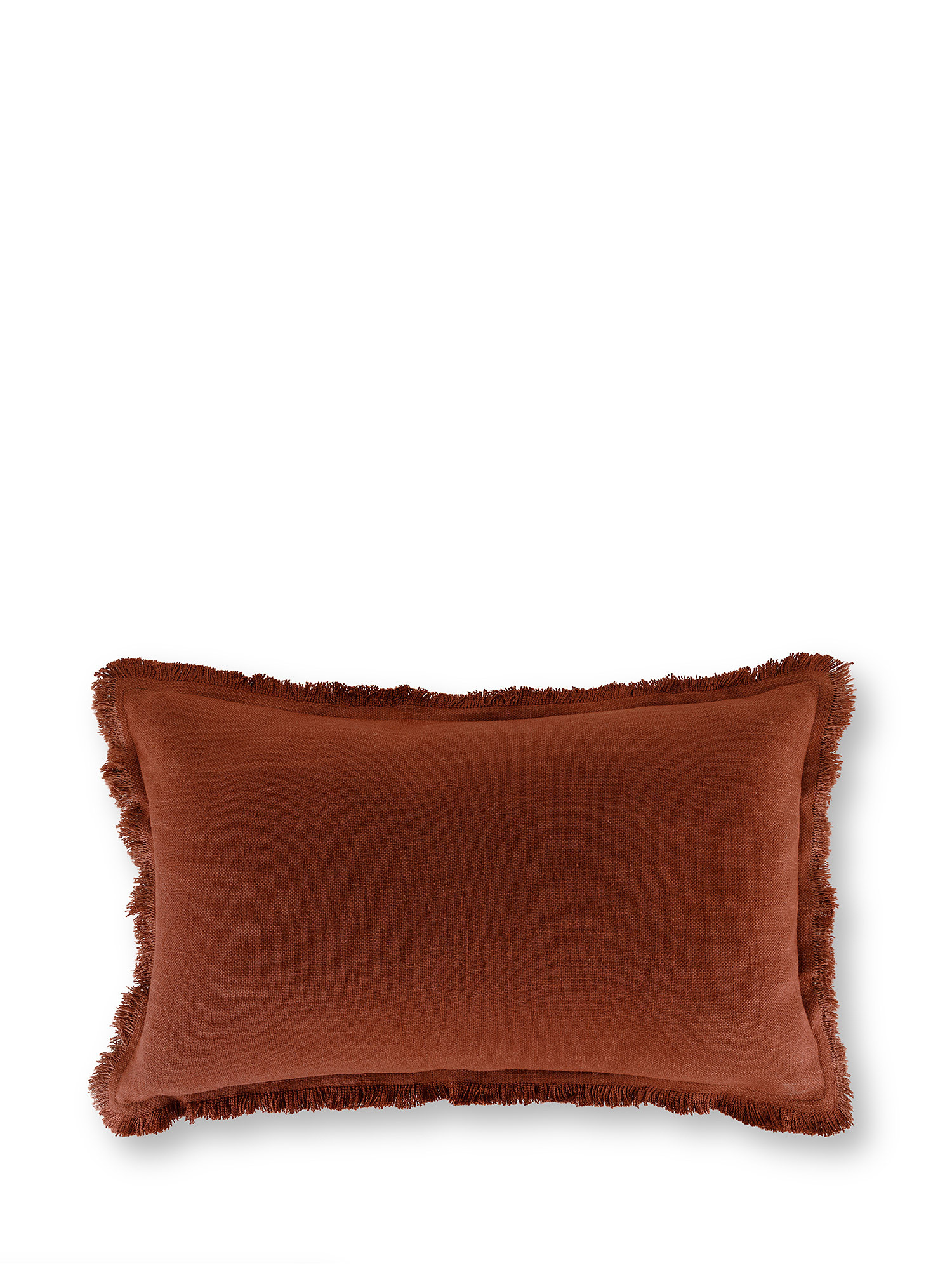 Washed cushion with fringes 35x55cm, Brown, large image number 0