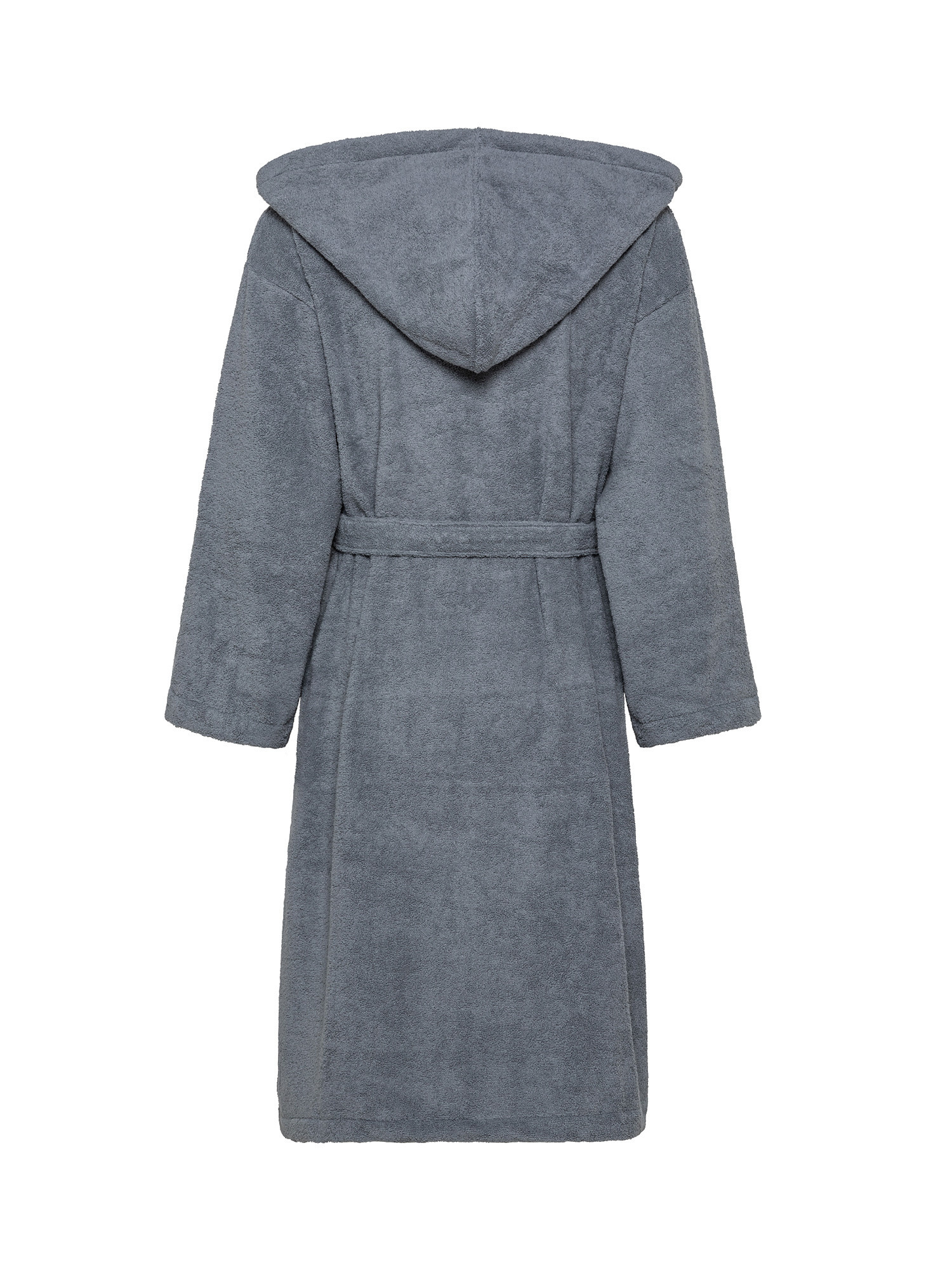 Solid color cotton terry bathrobe, Grey, large image number 1