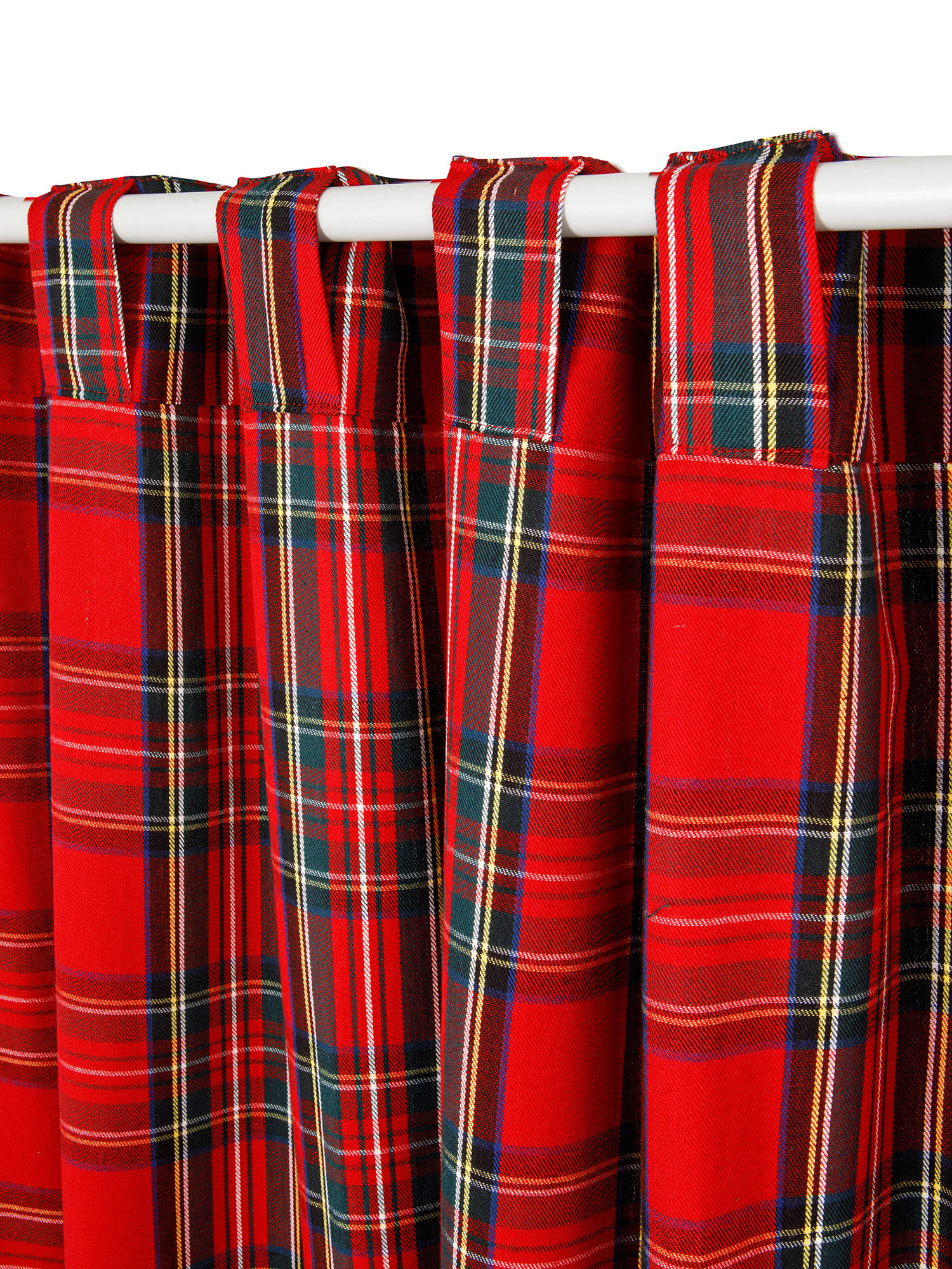 Tartan curtain with laces, Red, large image number 2