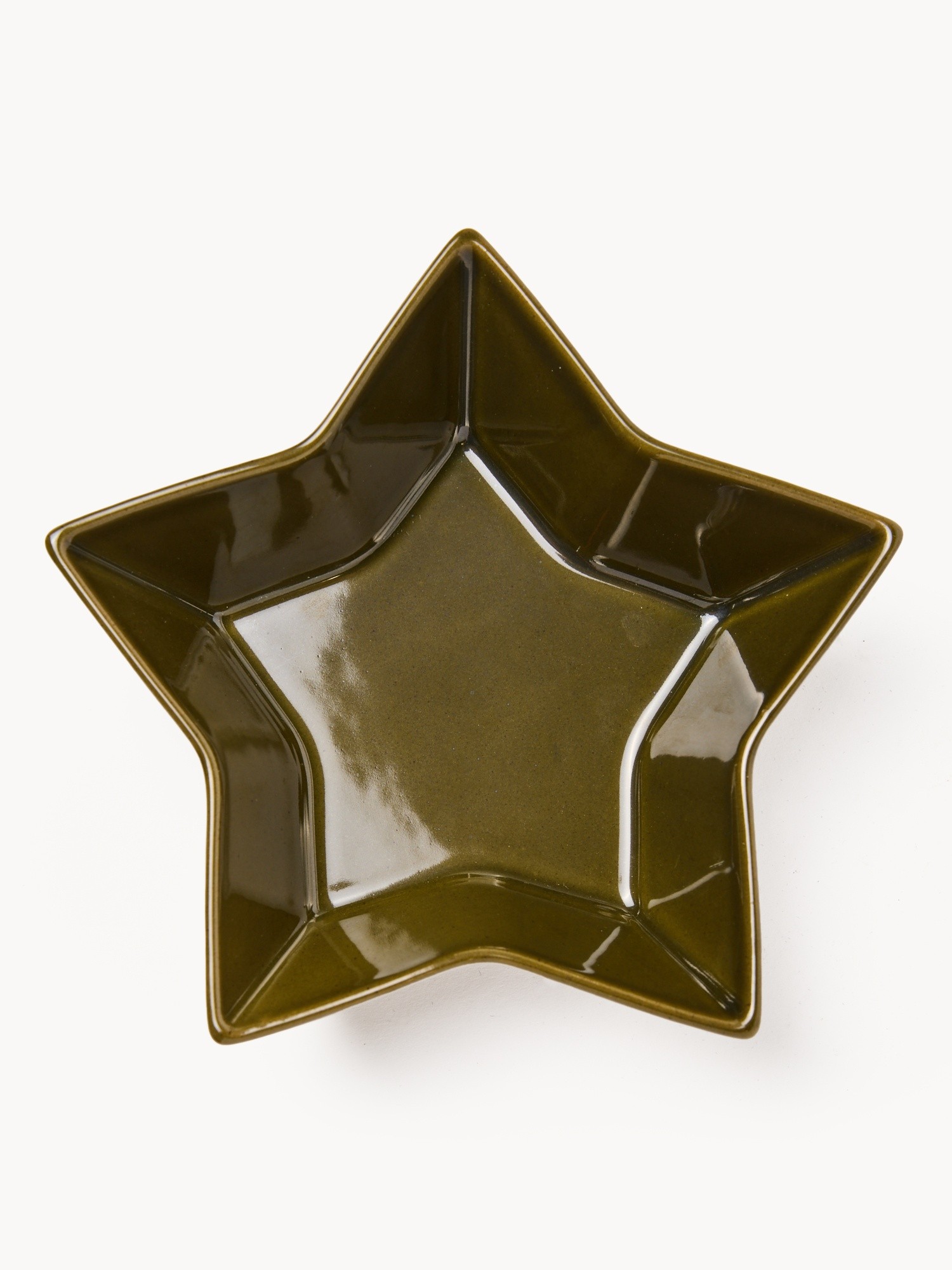Ceramic bowl in the shape of a star, Olive Green, large image number 0