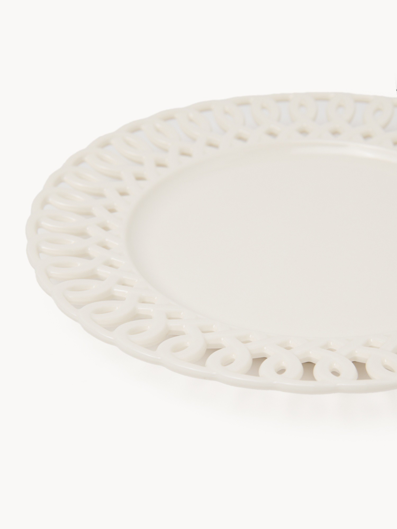 Porcelain fruit plate with a pierced (openwork) rim, White, large image number 1