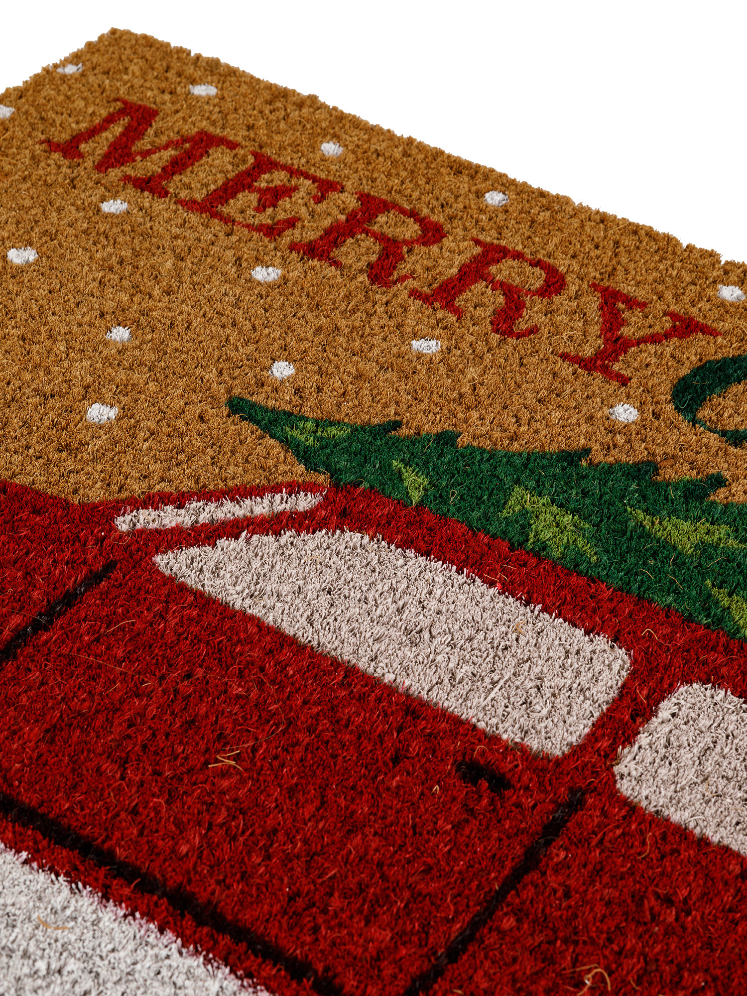 Merry Christmas machine print doormat, Beige, large image number 1