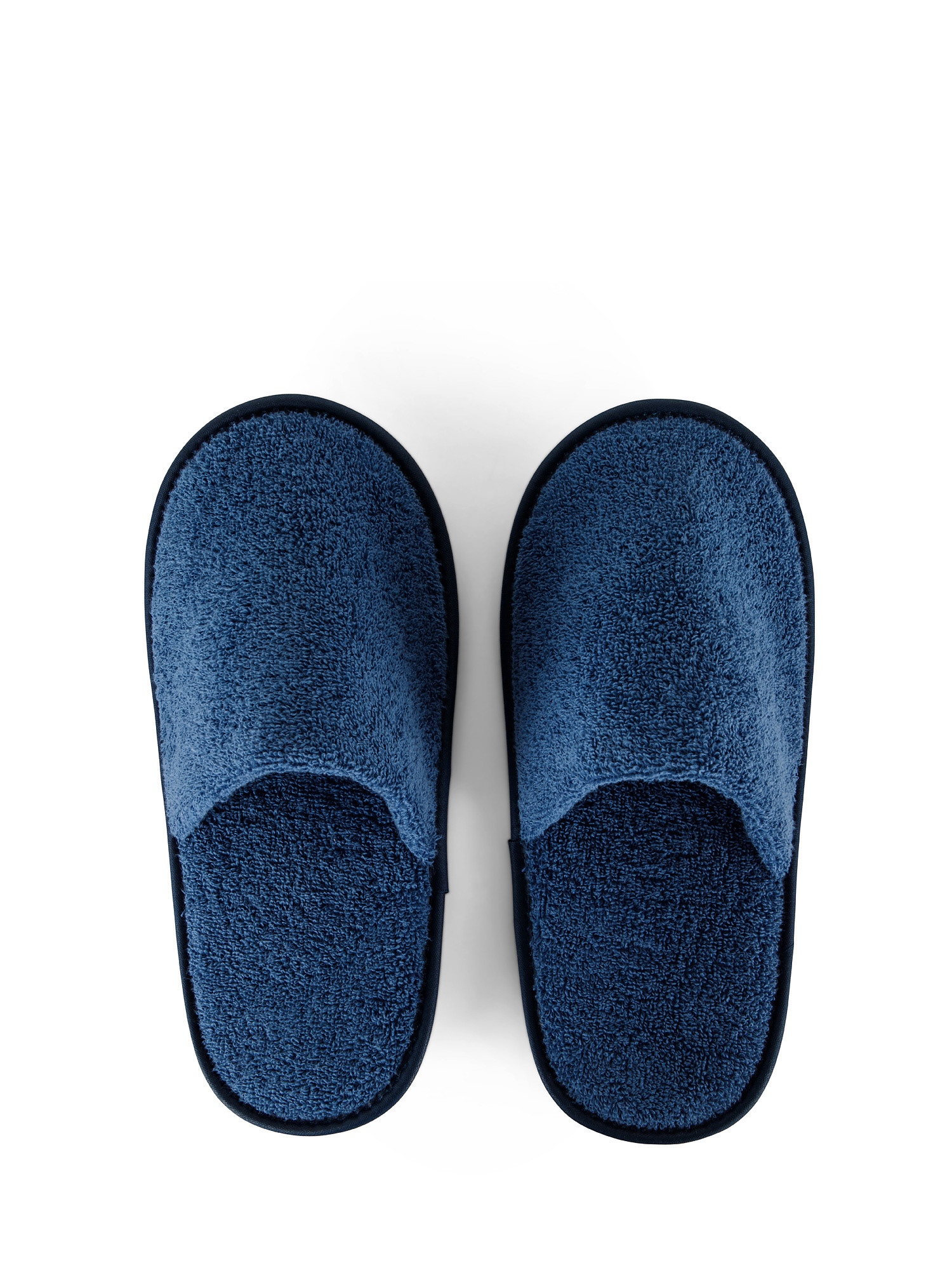 Solid color cotton terry slippers, Blue, large image number 0
