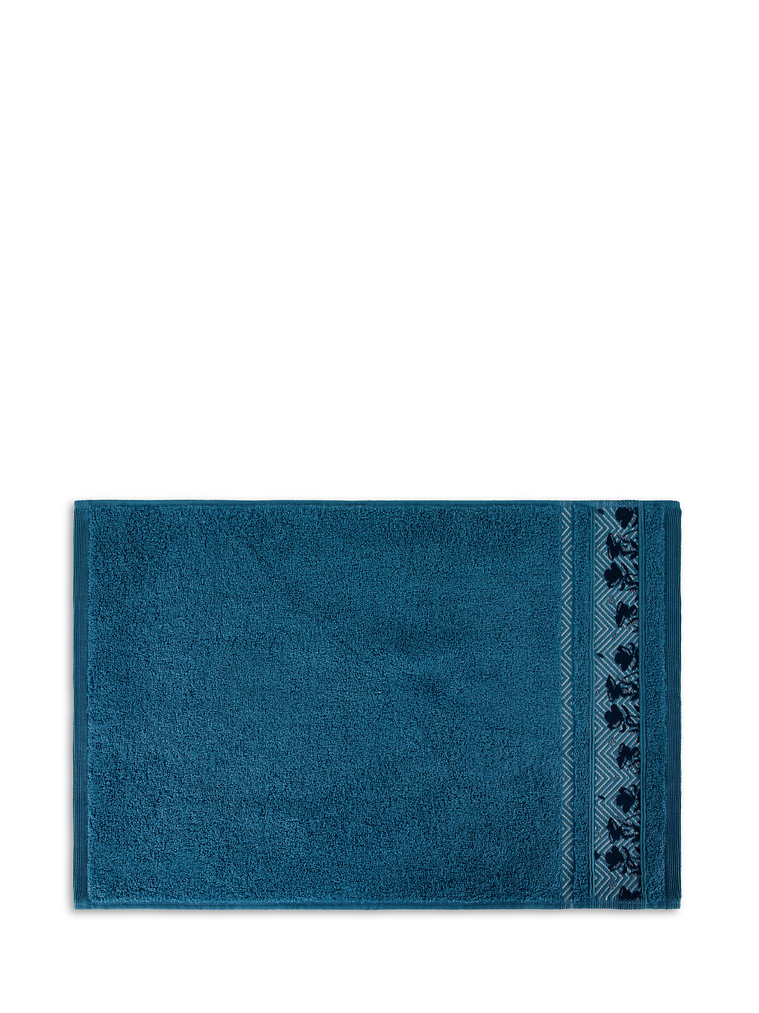 Set 2 asciugamani spugna di cotone bordo floreale, Blu, large image number 1